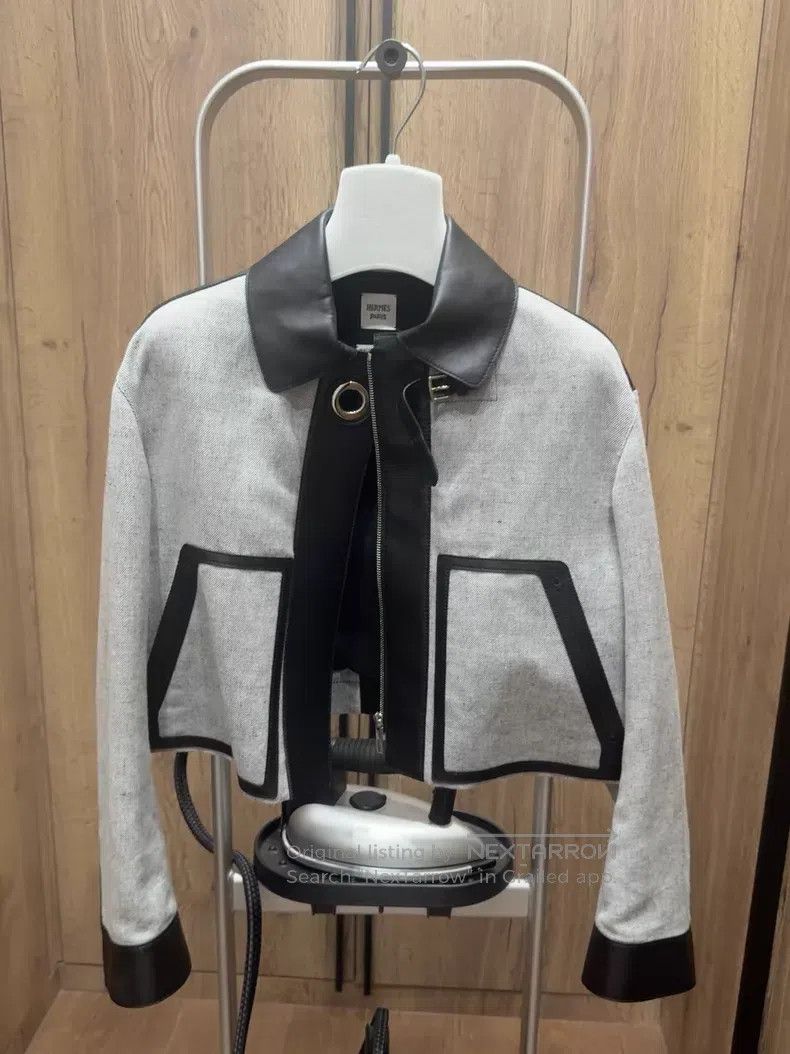Hermes Hermes Panda Print Leather Short Jacket Size XXS / US 00 / IT 34 - 1 Thumbnail