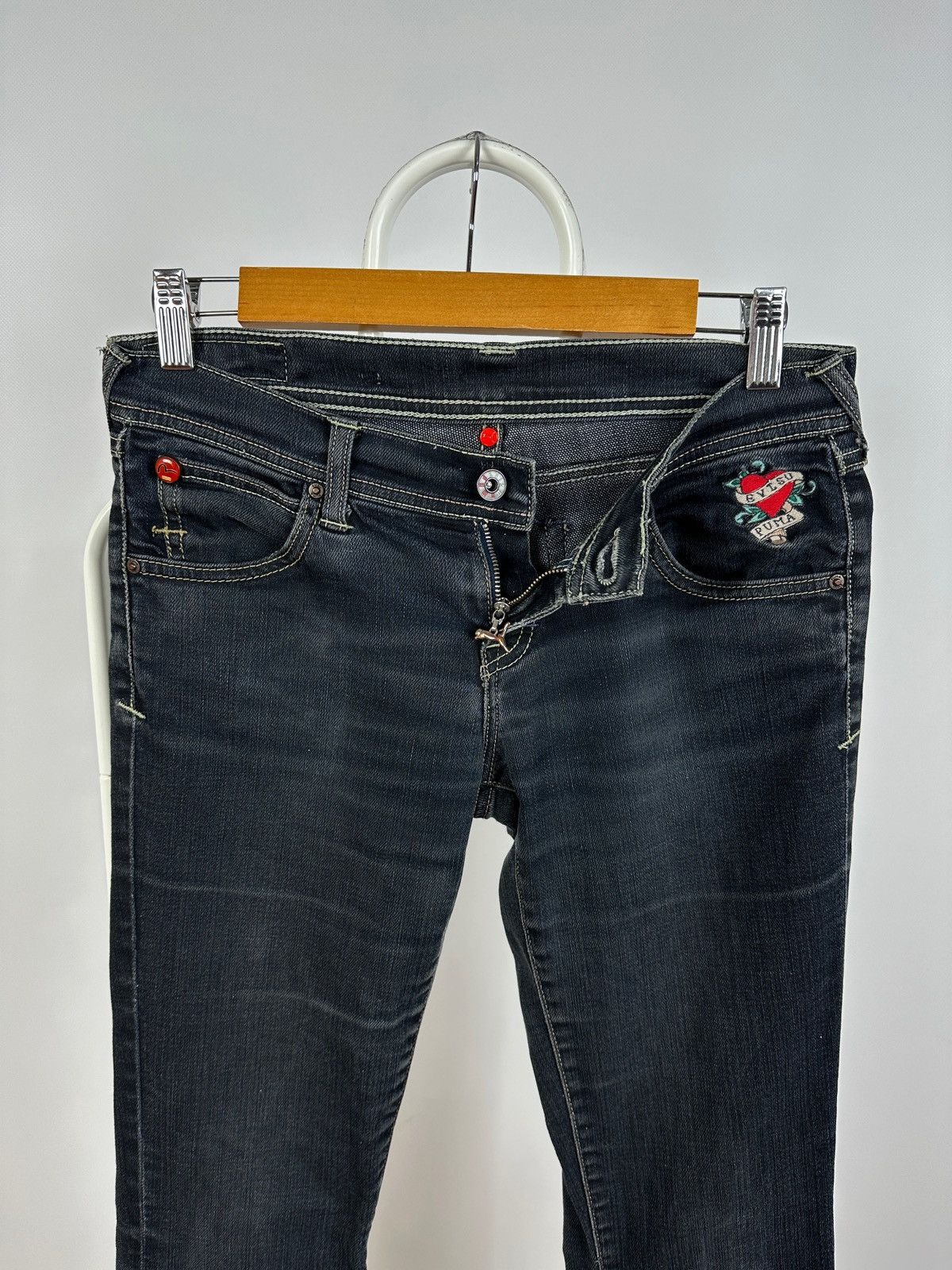 Evisu Vintage Evisu x Puma Y2K Flared Denim Jeans Pants Size 26" / US 2 / IT 38 - 13 Thumbnail