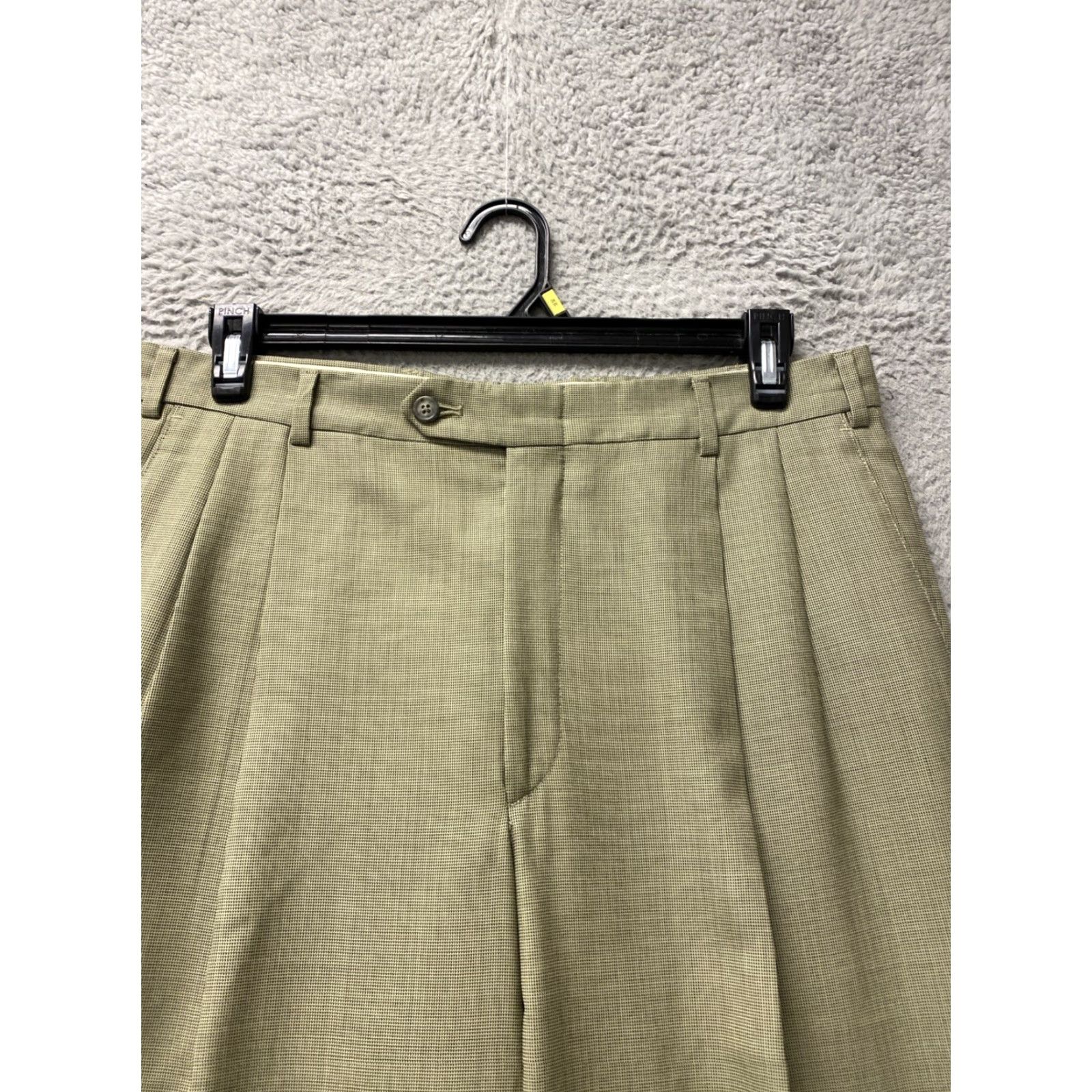 Nordstrom Balde For Nordstrom Dress Pants Men’s 35x34 Light Sage Green Wool / 0264 Size US 35 - 3 Thumbnail