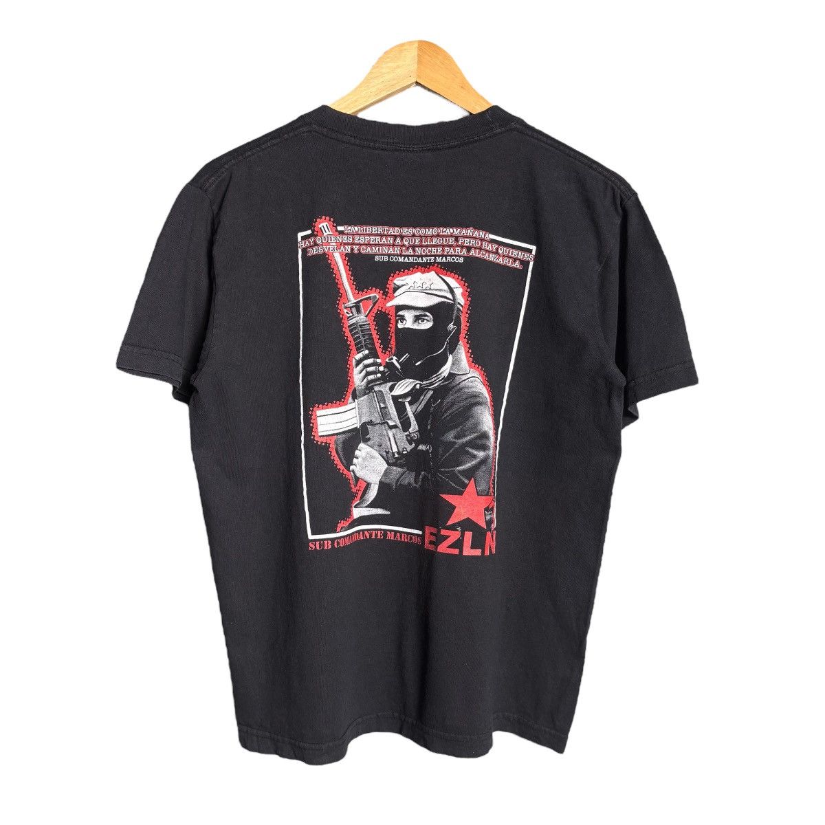 Vintage Vintage 90s EZLN Ya Basta Mexico Army Military T-Shirt / USA Size US M / EU 48-50 / 2 - 2 Thumbnail