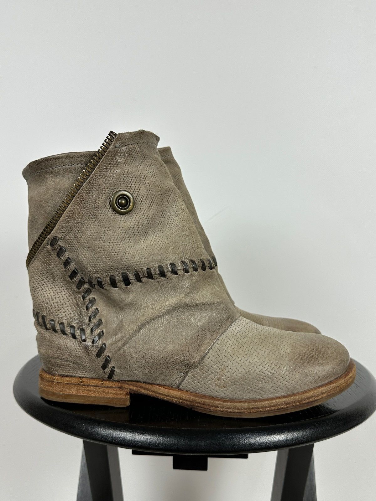Other A.S.98. Airstep Leather Biker Zip Ankle Boots Size US 7 / IT 37 - 4 Thumbnail