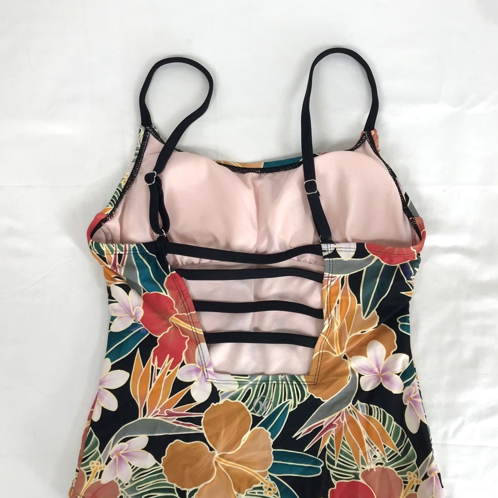 Hurley Hurley Womens One Piece Swimsuit Tropical Floral Strappy Back Black Multicolor Size ONE SIZE - 5 Thumbnail