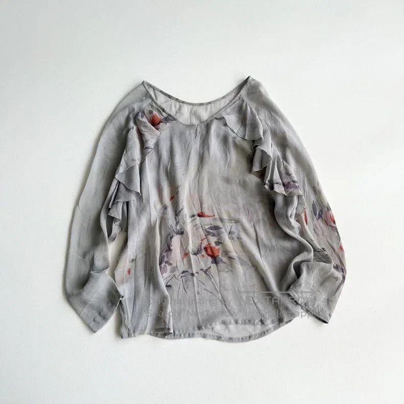 Dries Van Noten Dries Van Noten size:36 Gray Long-Sleeve Top Size S / US 4 / IT 40 - 1 Thumbnail