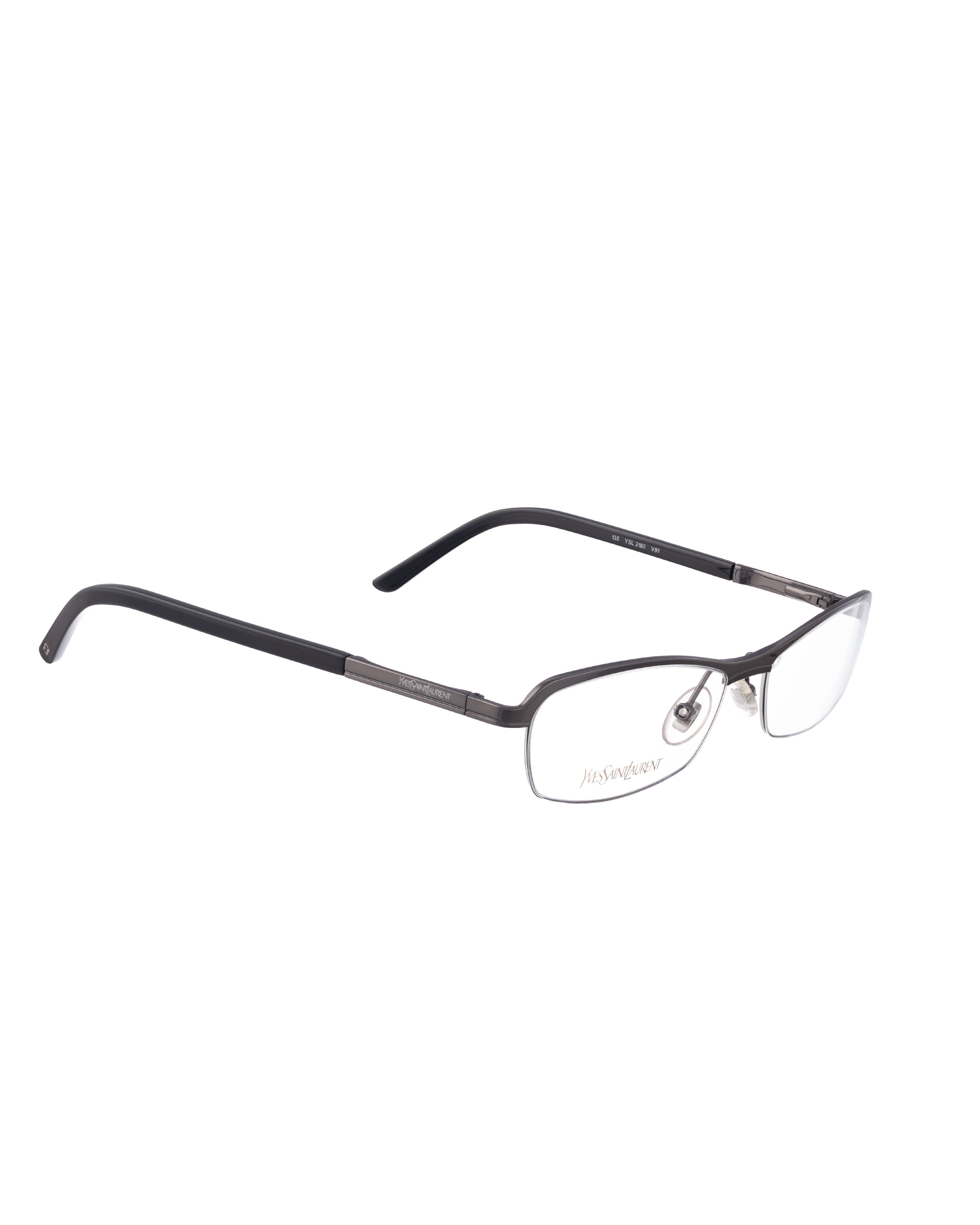 Yves Saint Laurent Yves Saint Laurent 90s Dark Grey Metal Half Rim Glasses Size ONE SIZE - 2 Thumbnail