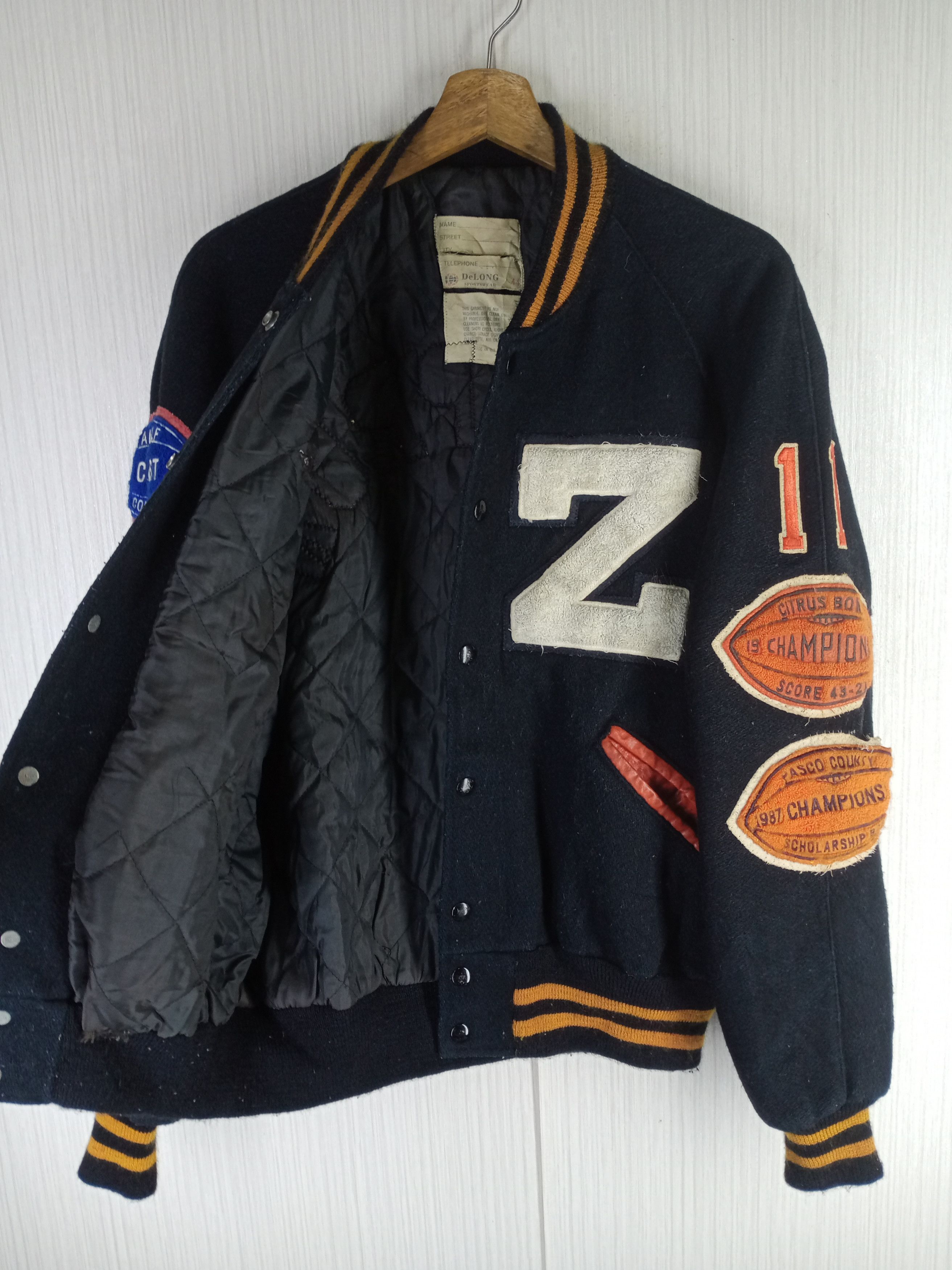 Delong Very Rare Vintage Citrus Bowl Champions 1986 Varsity Jacket Size US L / EU 52-54 / 3 - 5 Thumbnail