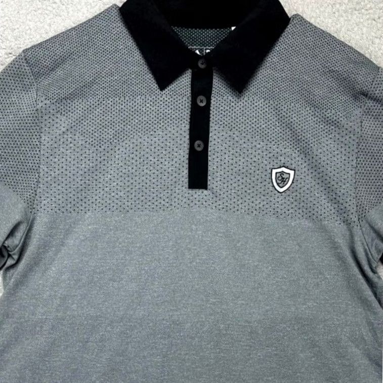 Adidas Adidas Polo Shirt Mens L Grey Black Geometric ClimaCool Golf Performance EUC Size US L / EU 52-54 / 3 - 2 Thumbnail