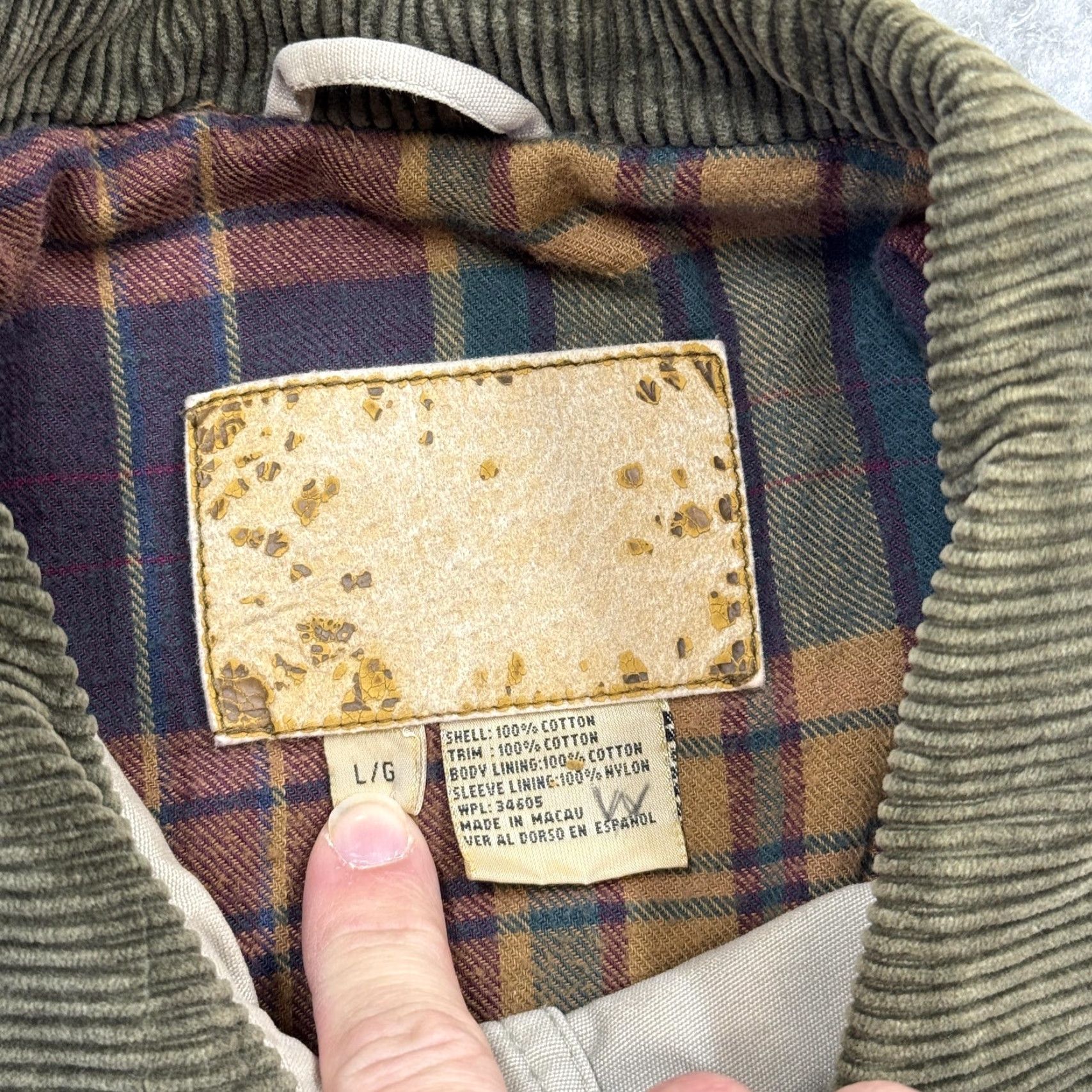 Vintage VINTAGE Barn Coat Jacket Mens Large Tan Corduroy Collar Flannel Lined Canvas Workwear Coat Size US L / EU 52-54 / 3 - 3 Thumbnail