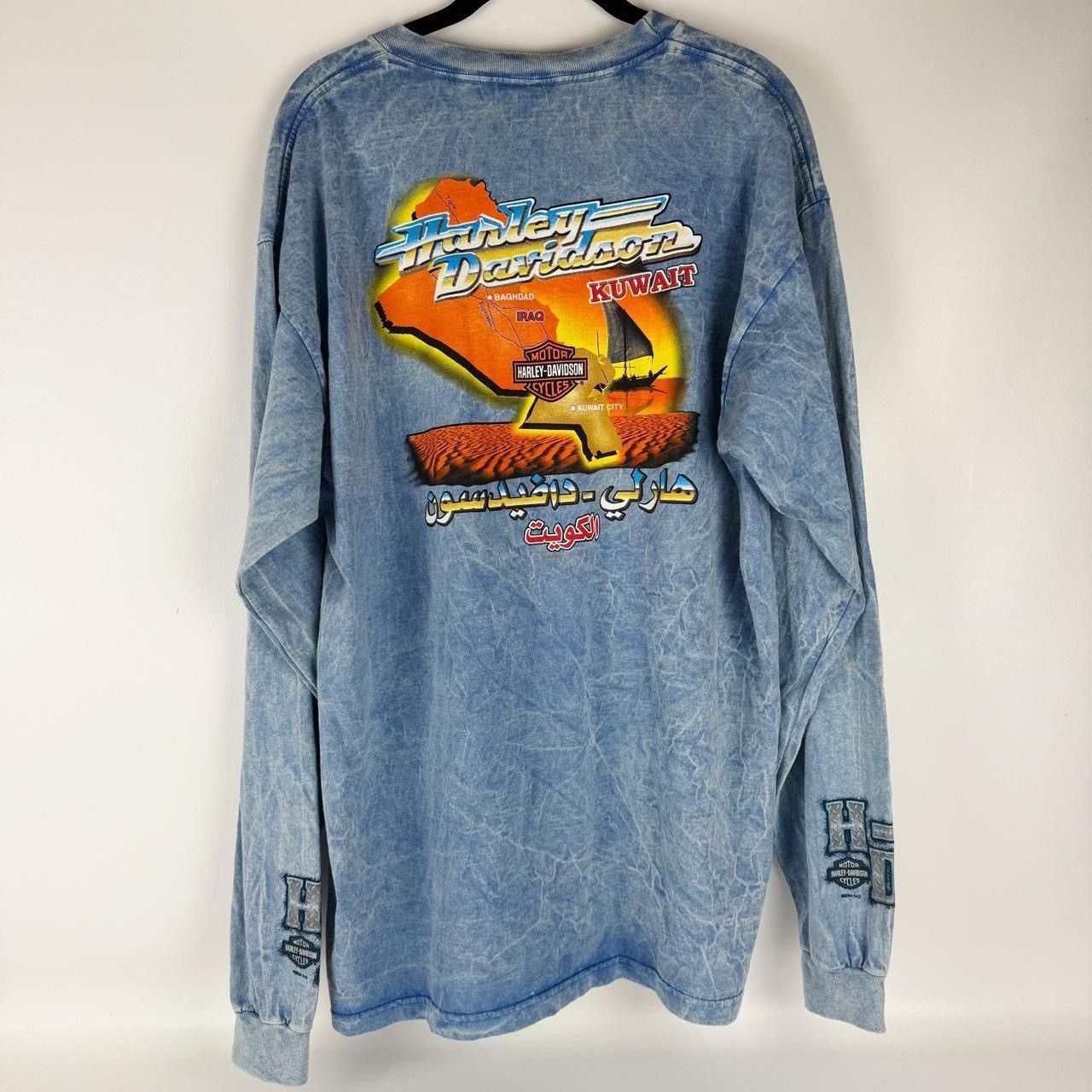 Harley Davidson Vintage 2004 Harley-Davidson Kuwait Acid Wash Long Sleeve Size US XL / EU 56 / 4 - 6 Thumbnail