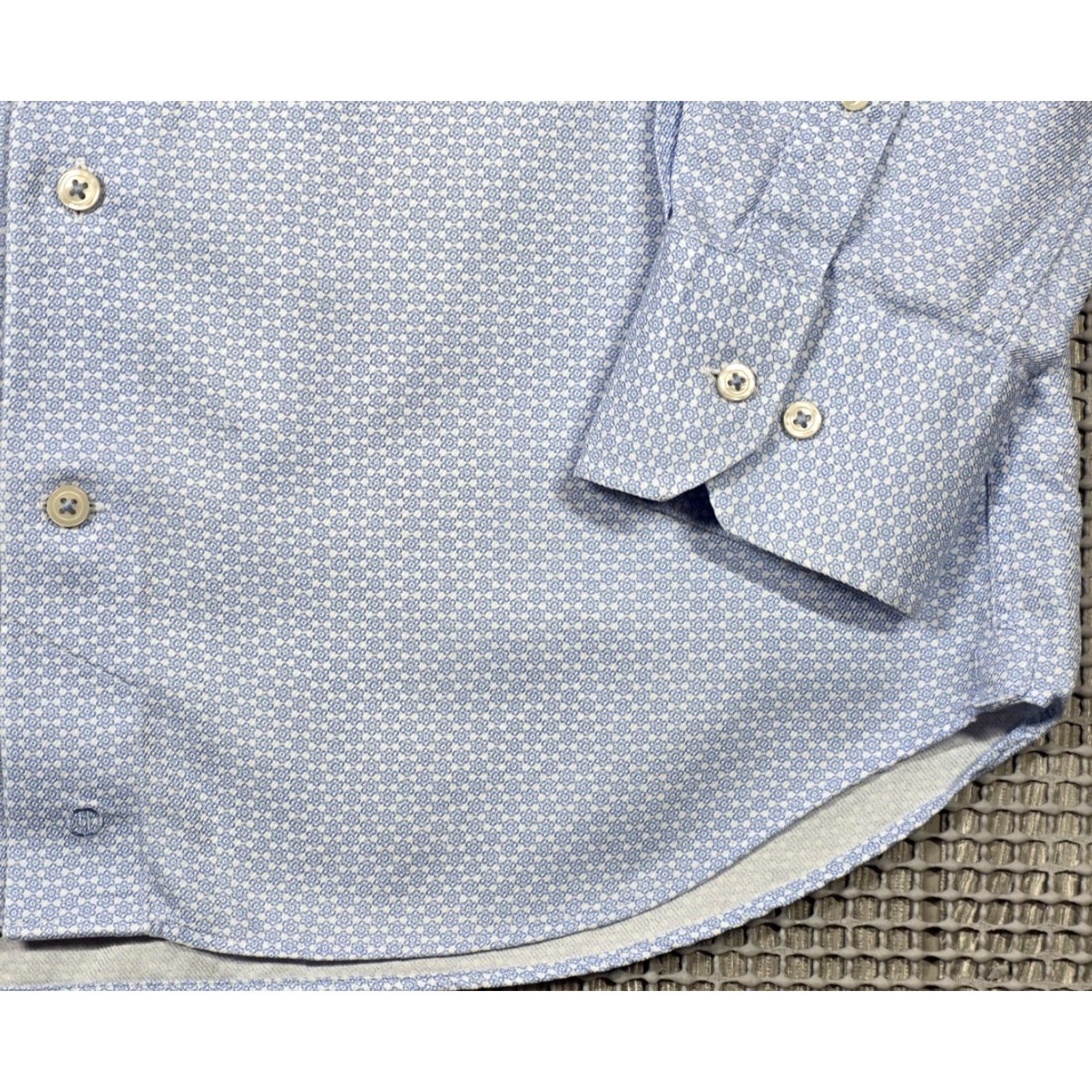 David Donahue David Donahue Blue Geometric Button Up Dress Shirt Long Sleeve Mens M Cotton Size 40R - 4 Thumbnail