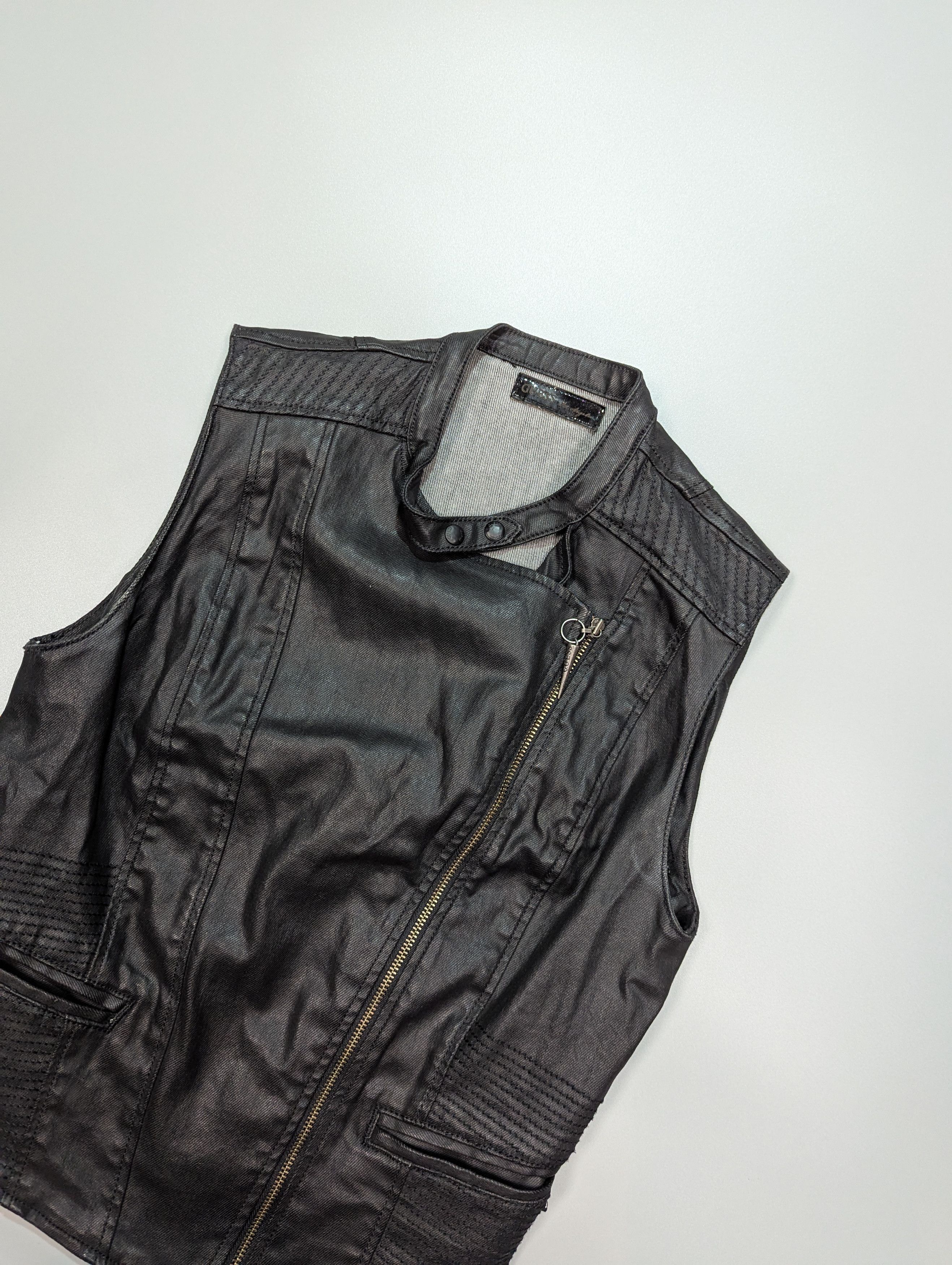 Guess GUESS Women's Shiny Black Rare Biker Rocker Vest/Waistcoat Size XS / US 0-2 / IT 36-38 - 3 Thumbnail