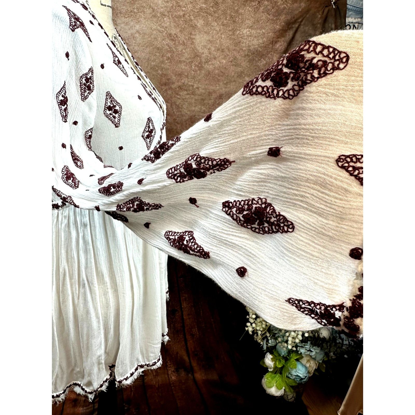 Free People Free People Diamond Embroidered Deep V Top Mini Dress size S Size S / US 4 / IT 40 - 16 Thumbnail