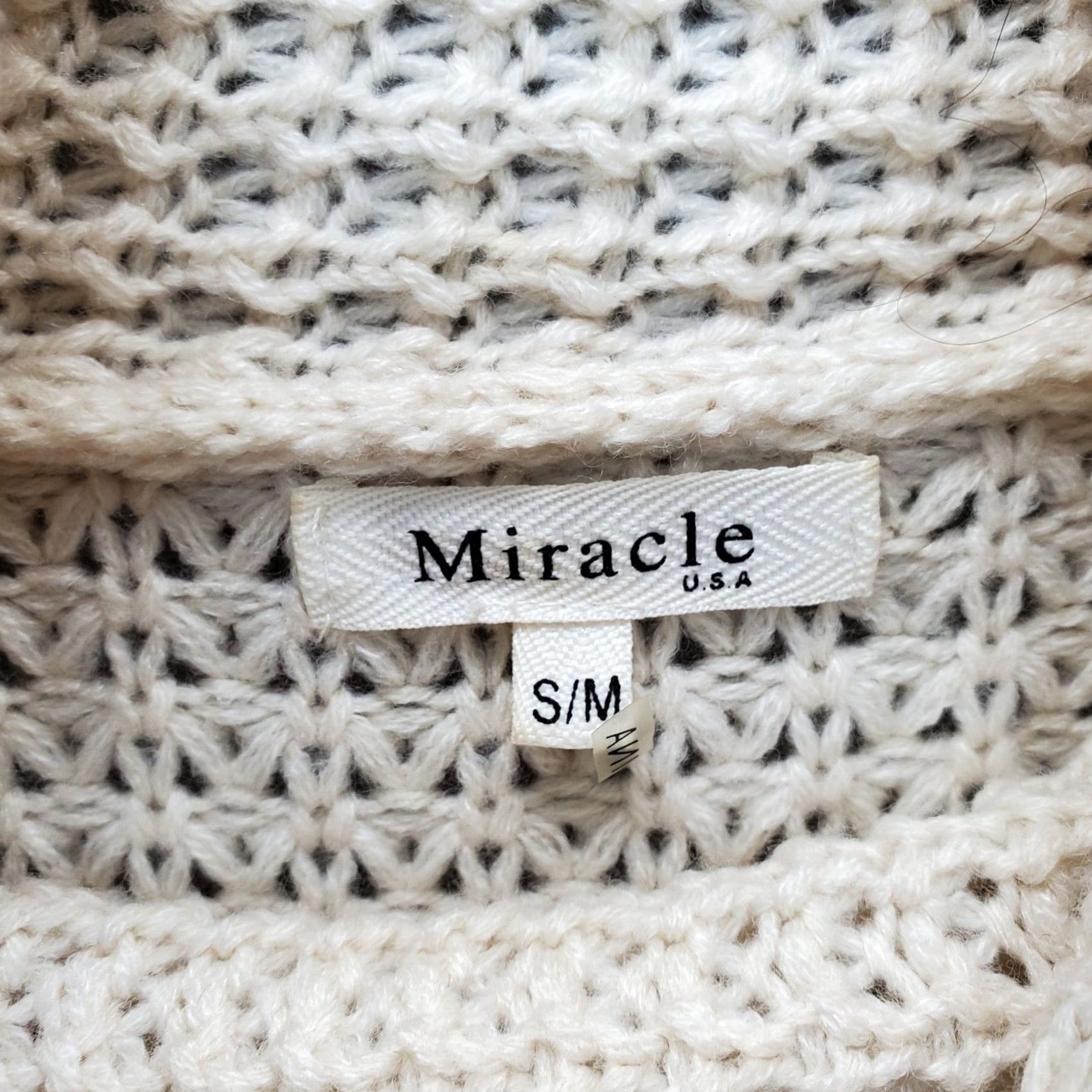Vintage Miracle Cardigan Sweater Women S/M Tan Waffle Knit Cowl Neck Wrap Front Pullover Size S / US 4 / IT 40 - 5 Thumbnail