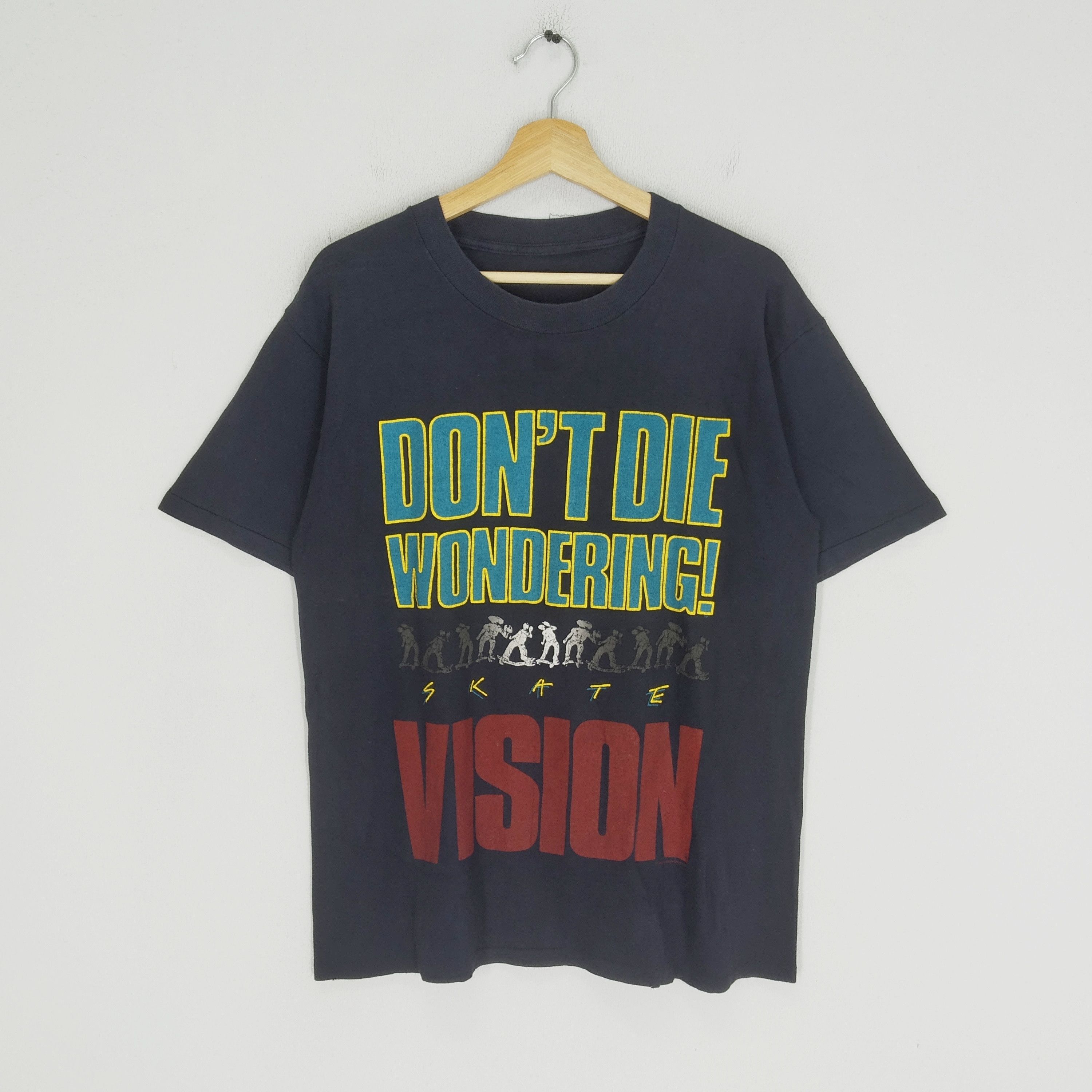 image of Skategang x Vintage 1980's Vision Sreetwear Skateboarding Skatewear Tee in Blue Black (Size Medium)