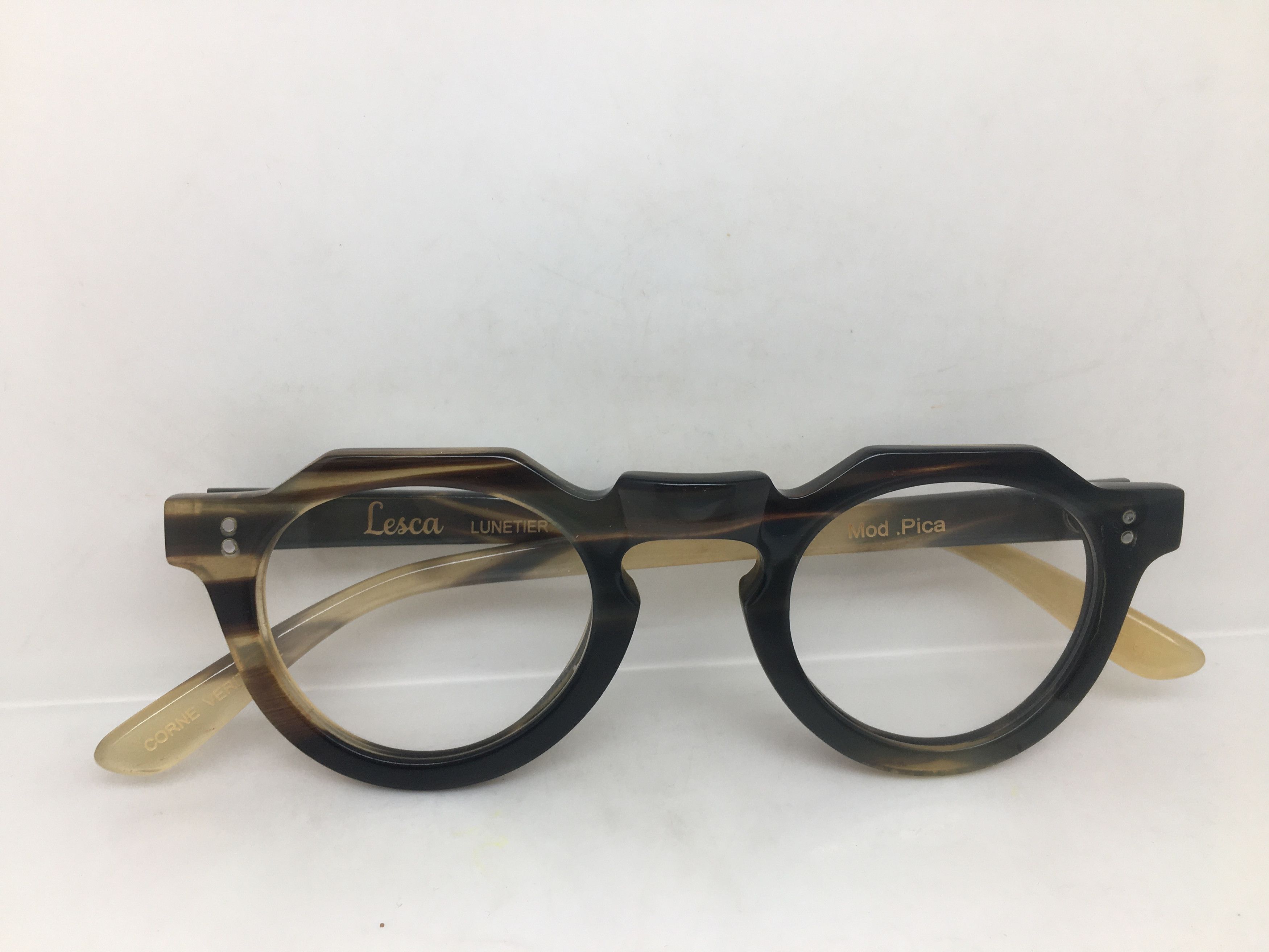 Lesca Lunetier Lesca Lunetier Genuine Horn PICA Architect Eyeglasses Size ONE SIZE - 8 Thumbnail