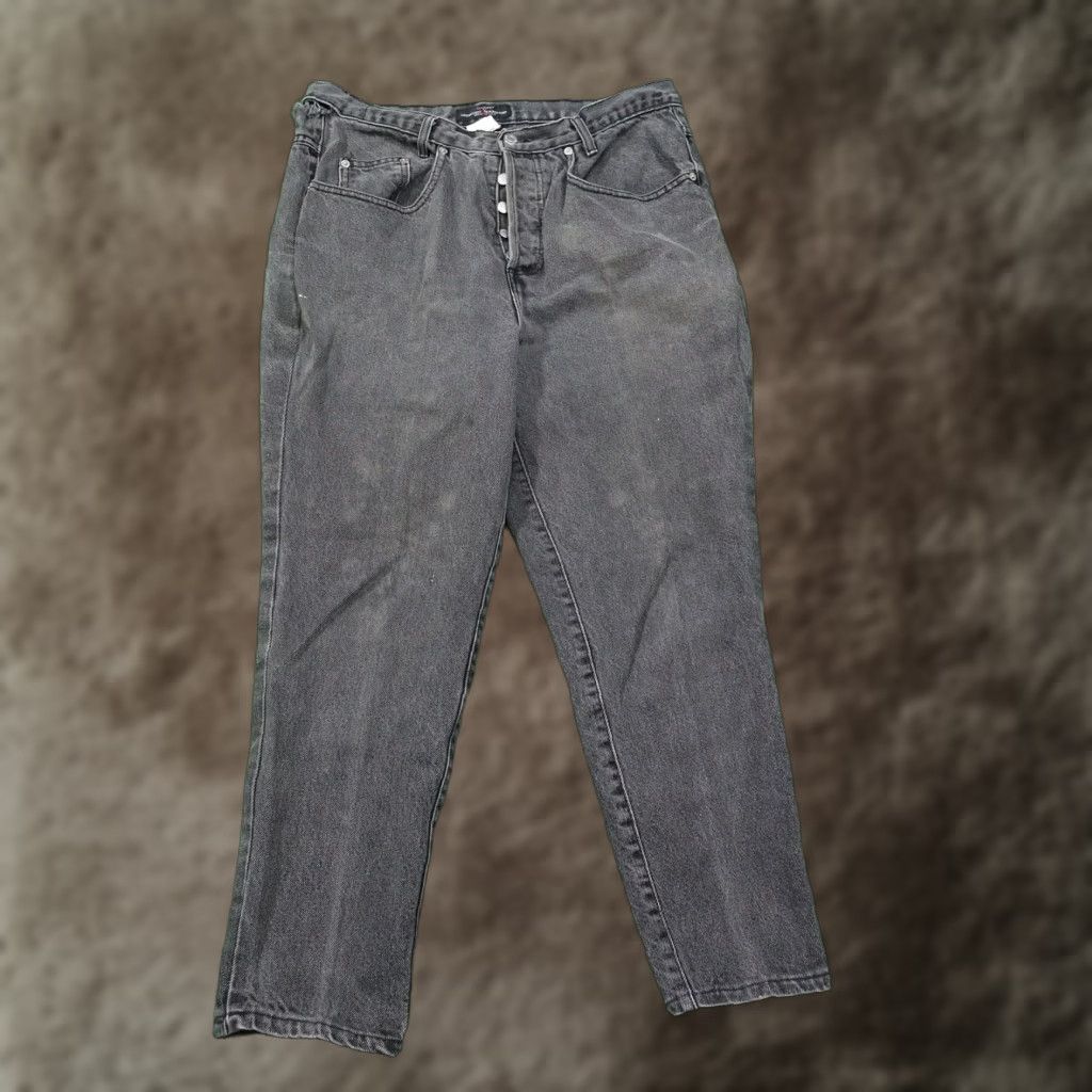 Guess VINTAGE GUESS Black Tapered Jeans Womens 34x25 Button Fly Regular Fit Denim Size 24" / US 00 / IT 34 - 1 Thumbnail