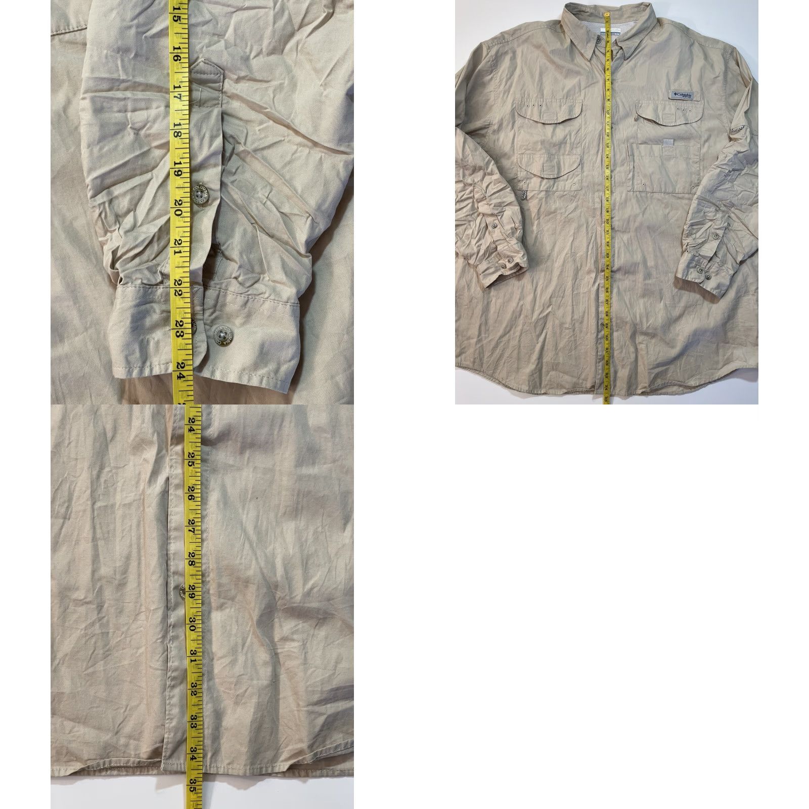 Vintage Columbia Mens PFG Button-Up Shirt Long Sleeve Lightweight Cotton Blend Tan XL Size US XL / EU 56 / 4 - 8 Thumbnail