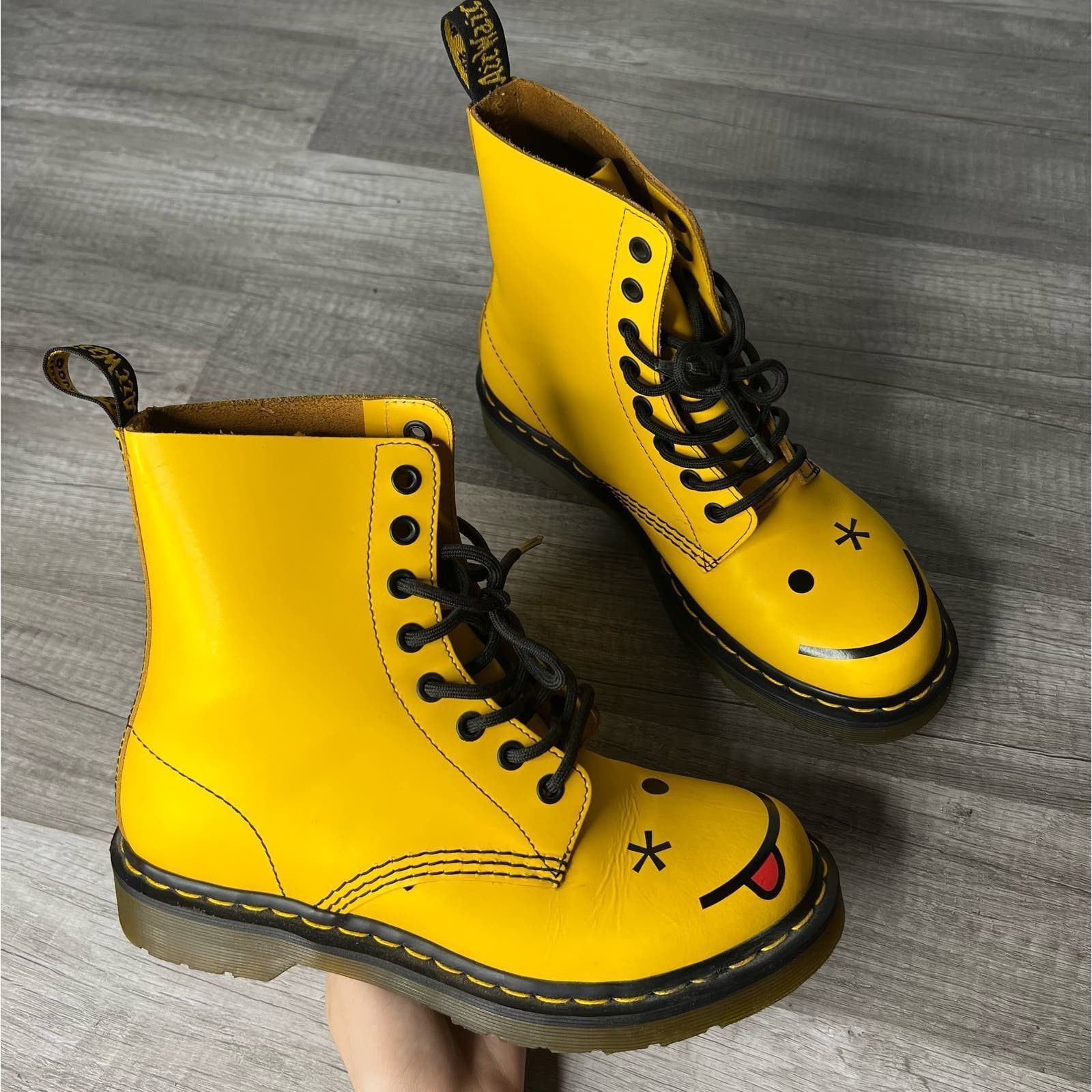 Dr. Martens Rare Dr. Martens Smiley 8 Eye Boot in Yellow Womens Size 7 Grailed