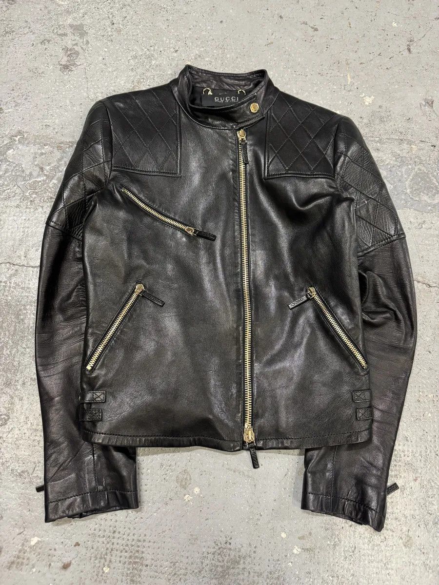 Gucci 2000s Gucci Asymmetrical Black Leather Jacket Size S / US 4 / IT 40 - 6 Thumbnail