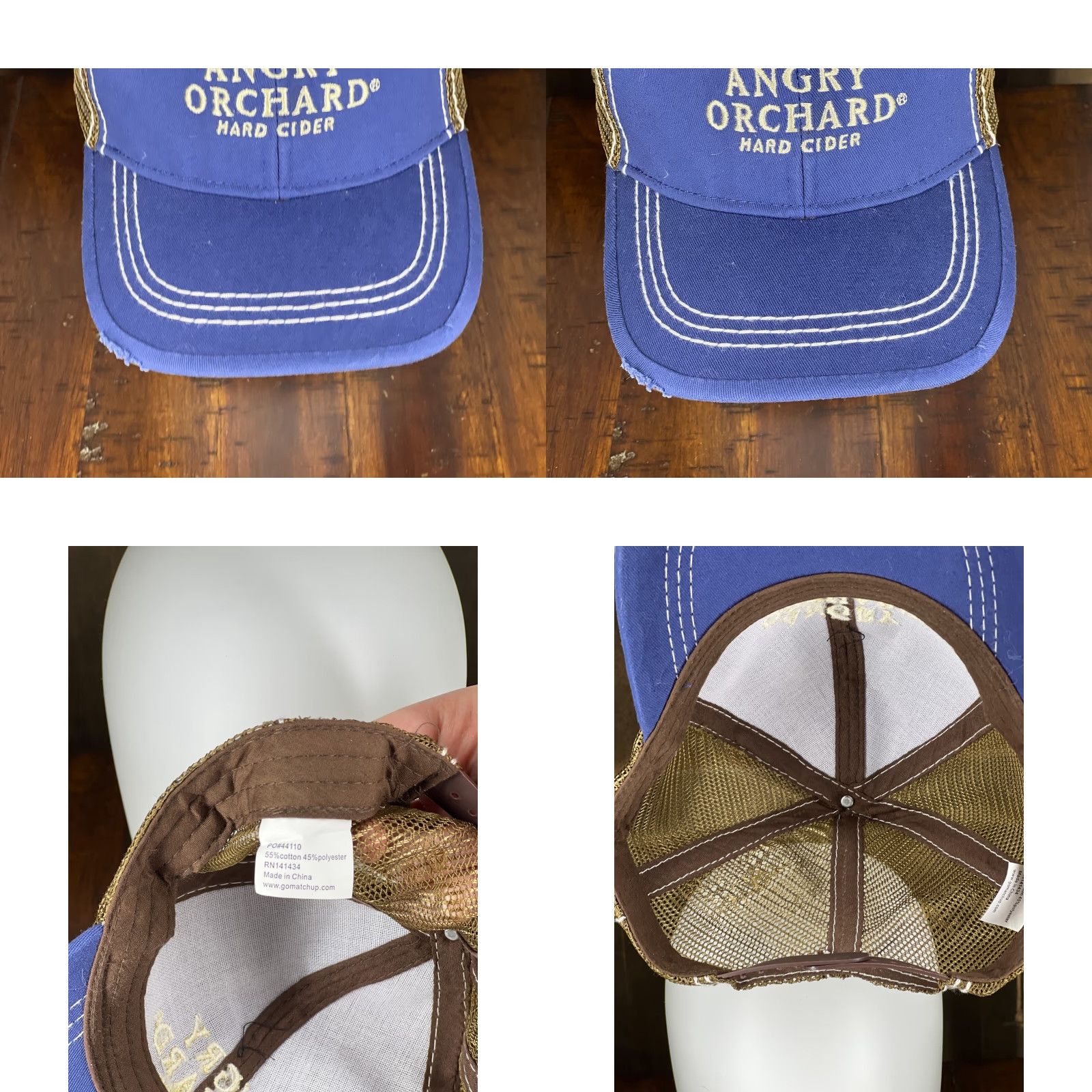 Cider Angry Orchard Trucker Hat Cap 6x6 One Size Blue Beige Adjustable Casual Men Shop Wear Cap Size ONE SIZE - 8 Thumbnail