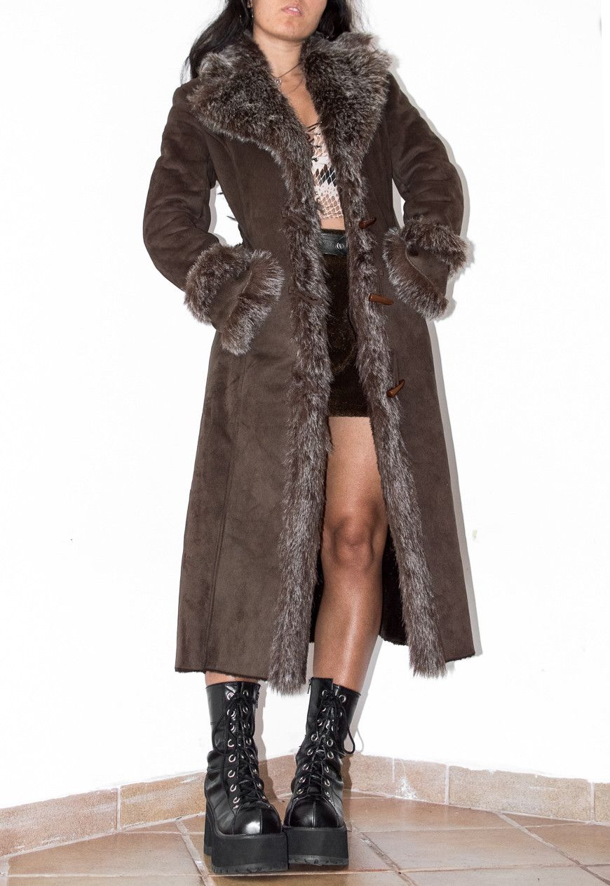 Vintage Vintage Brown Afghan Coat with Double Fur Handcuffs Size S / US 4 / IT 40 - 5 Thumbnail