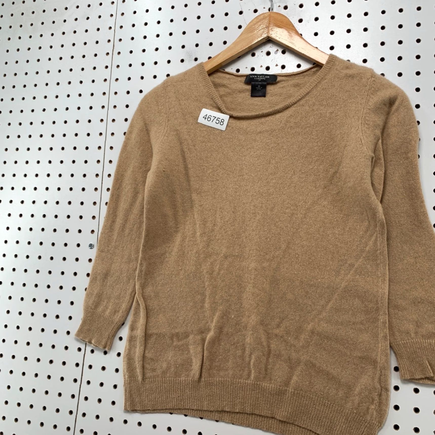 Ann Taylor Ann Taylor Sweater Womens Medium 3/4 Sleeve Cashmere Pullover Business Tan Brown Crew Neck Shirt? Size M / US 6-8 / IT 42-44 - 3 Thumbnail