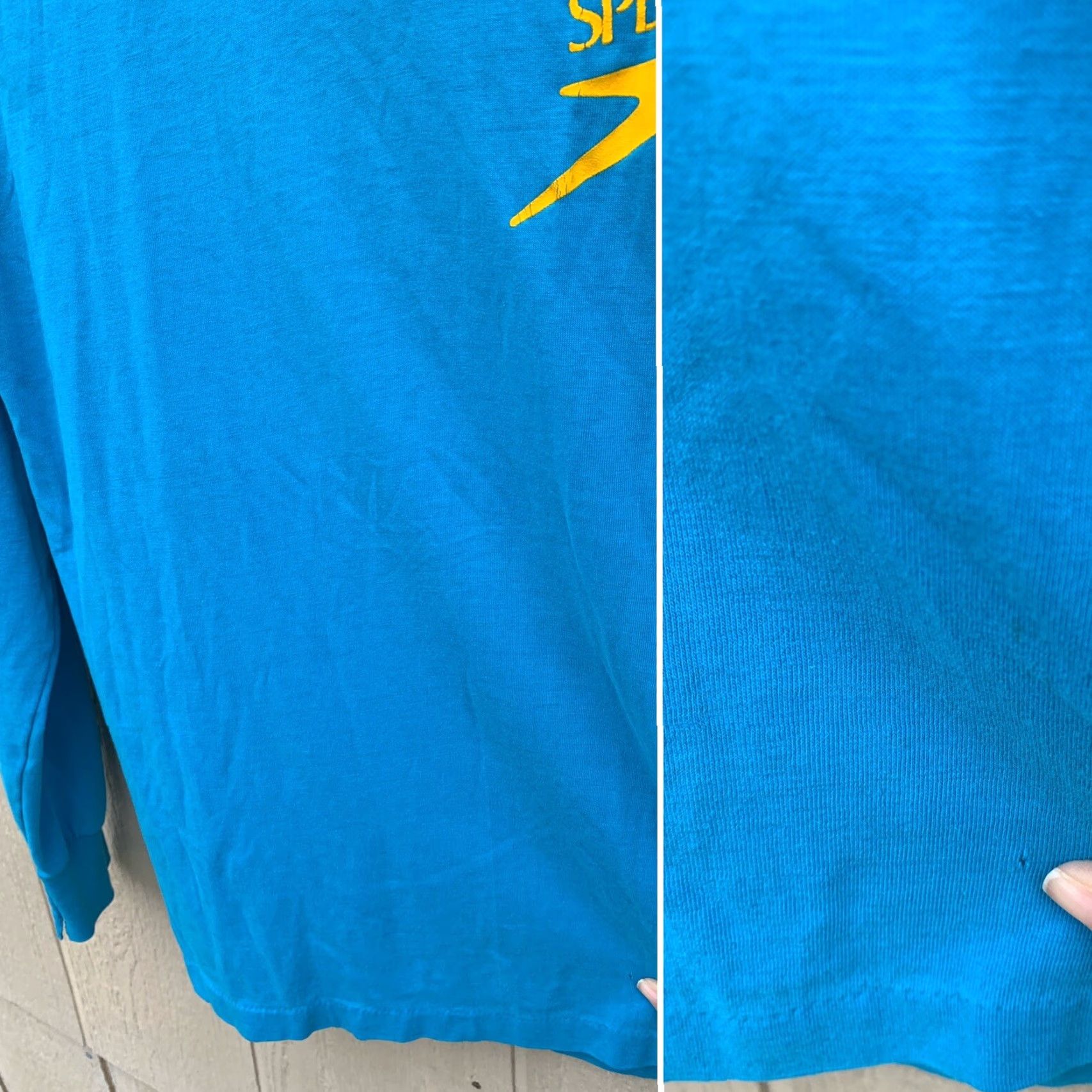 Speedo VINTAGE Speedo T-Shirt Logo Graphics On Chest And Sleeve Spellout L Unisex Shirt 1980s Blue Graphics Mens Womens Size US L / EU 52-54 / 3 - 6 Thumbnail
