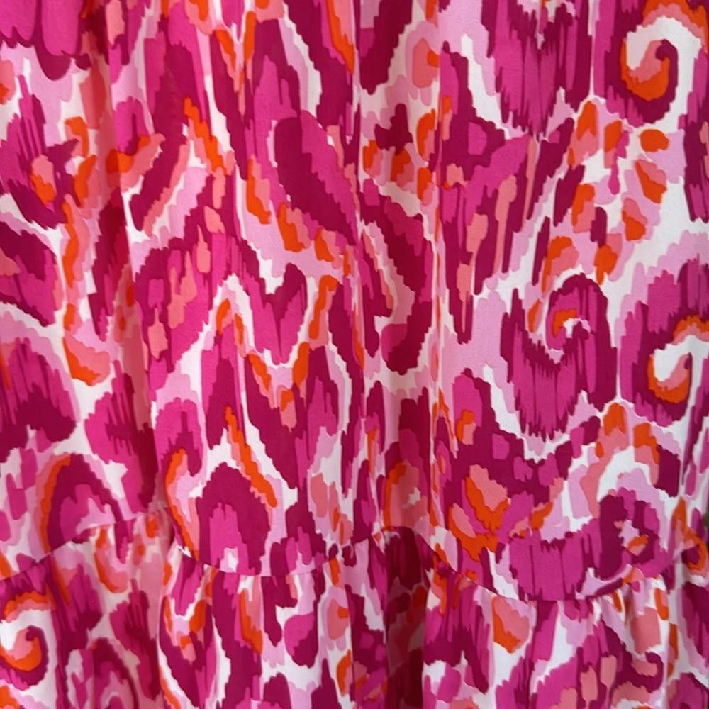 Designer Floral Print Maxi Dress With v Neck in Pink Size S / US 4 / IT 40 - 6 Thumbnail