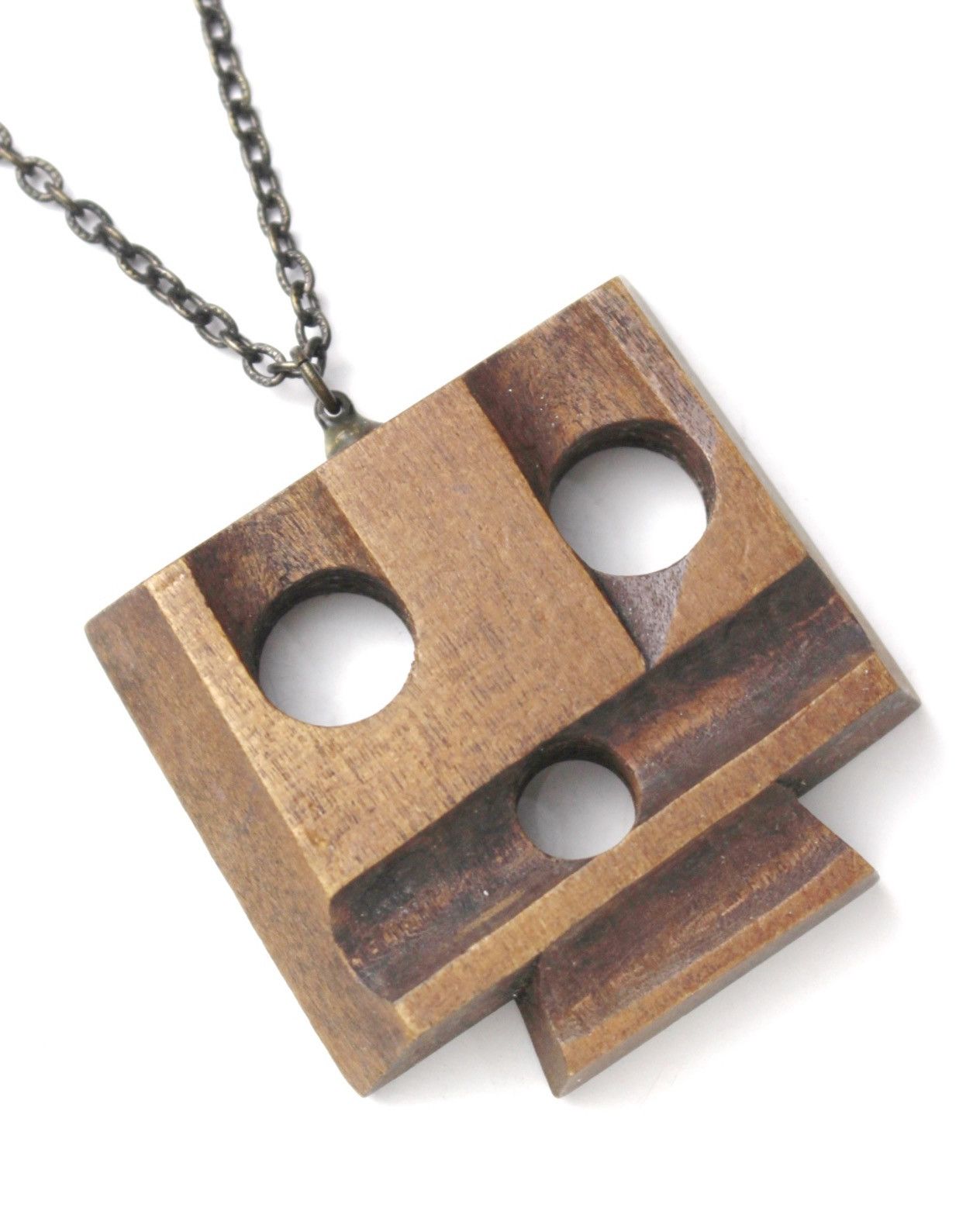 Vintage 2000S JAPANESE HAND-CARVED WOODEN FACE PENDANT NECKLACE Size ONE SIZE - 3 Thumbnail