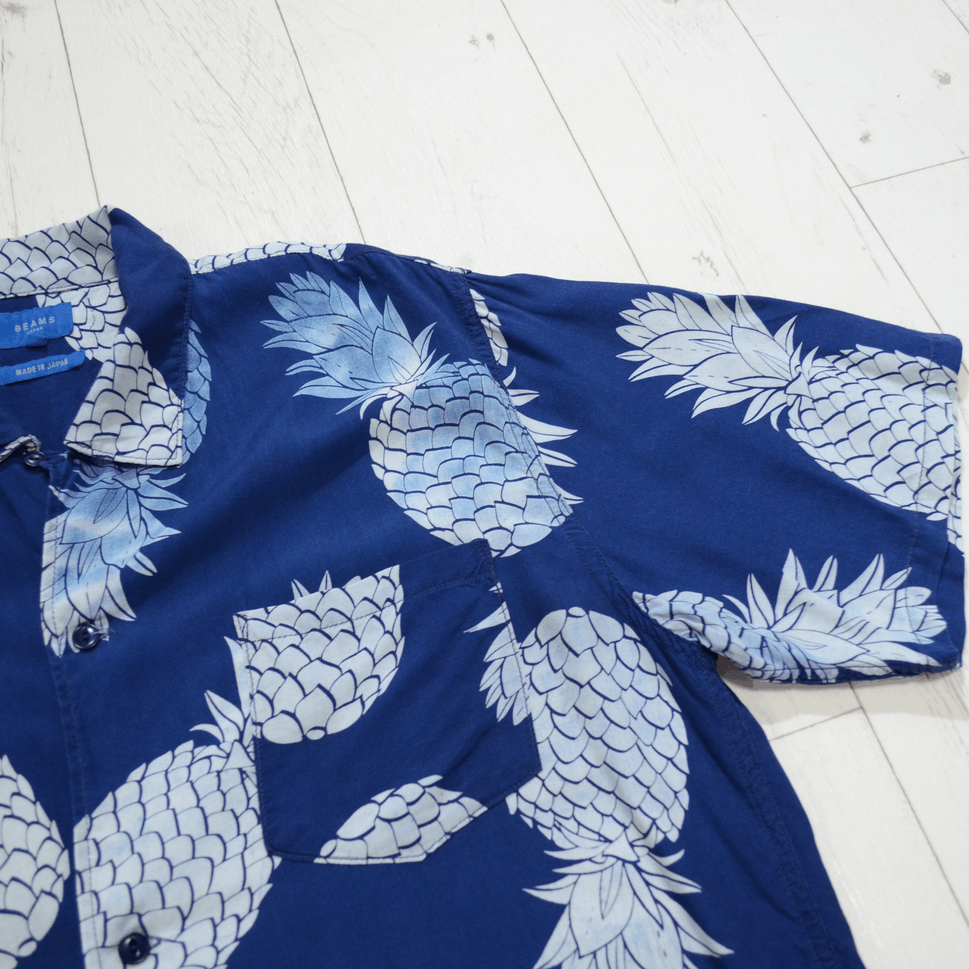 Beams Plus BEAMS Japan Aloha Camp Pineapple Print Voile Shirt In Blue Size US XL / EU 56 / 4 - 5 Thumbnail