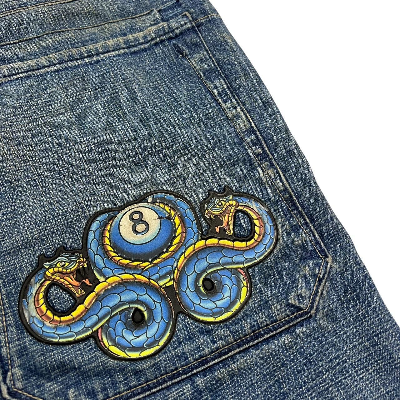 JNCO Vintage Jnco Snake 8 Ball Denim Baggy Shorts Jorts Waist 35 Size US 35 - 4 Thumbnail