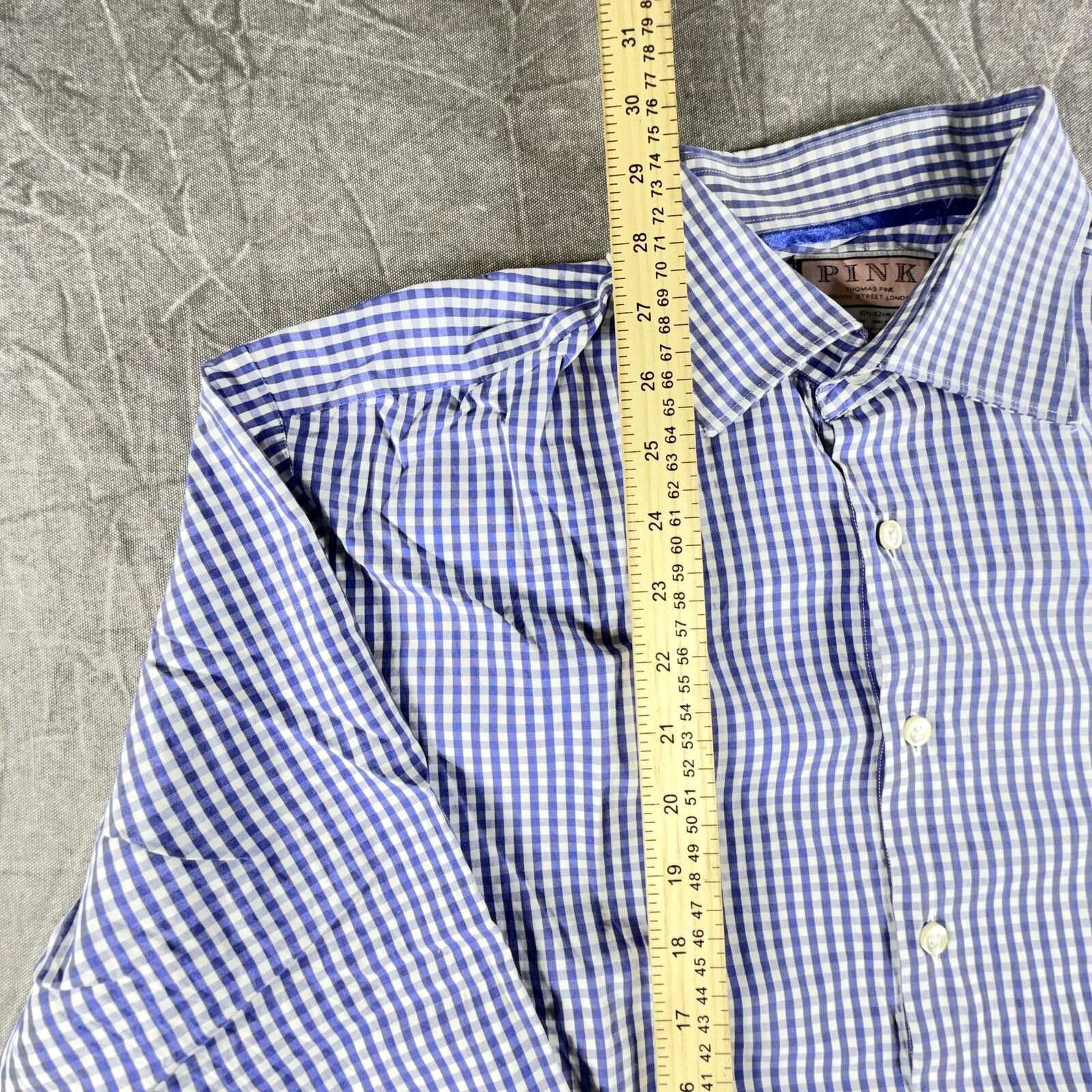 Thomas Pink Thomas Pink Shirt Men's 16 1/2 Blue Blue Plaid Button Up Size US L / EU 52-54 / 3 - 3 Thumbnail