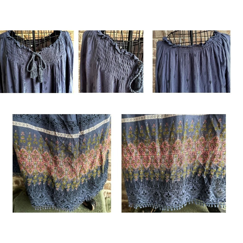 Other Vintage Chadwicks of Boston Dress XL Blue Tassels Hippie Bo Size XL / US 12-14 / IT 48-50 - 7 Thumbnail