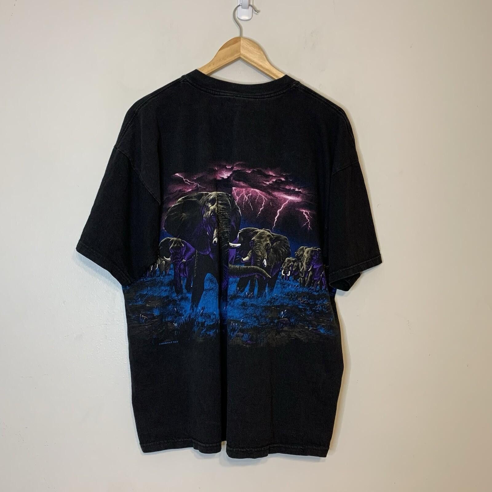 Vintage Vintage 90s Elephant Nature Wrap Around Shirt Black Size XL Size US XL / EU 56 / 4 - 3 Thumbnail
