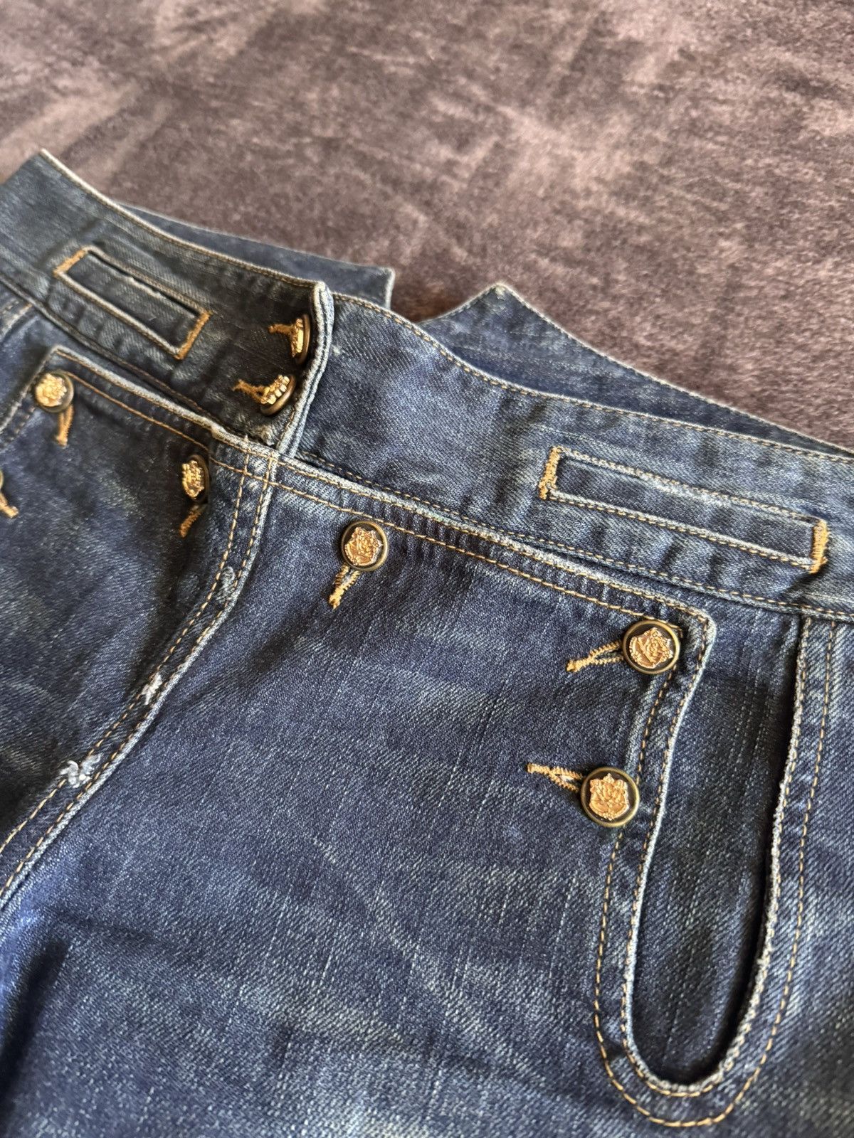 Dolce & Gabbana Vintage Navy Military Style Button Front Denim Jeans Size 27" / US 4 / IT 40 - 5 Thumbnail