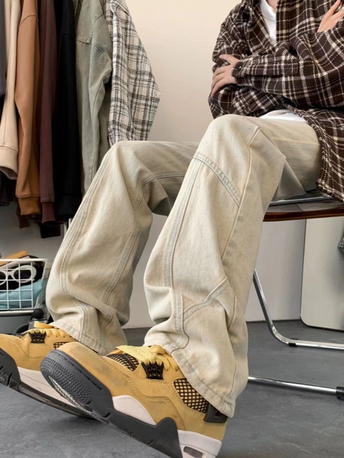image of Khaki High Street Vintage Loose Fit Jeans, Men's (Size 31)