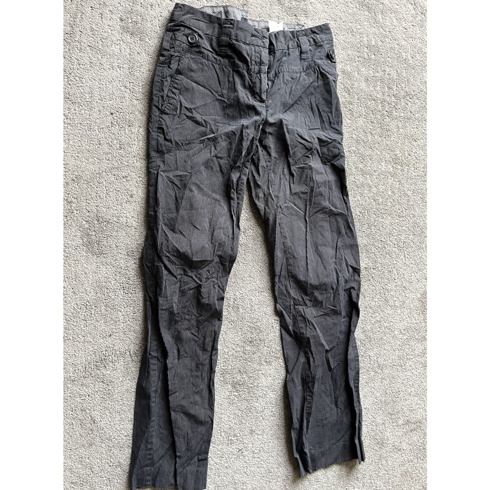 H&M H&M Pants Womens 6 Black PinStripe Back Elastic Waist Ankle Length Size 28" / US 6 / IT 42 - 2 Thumbnail