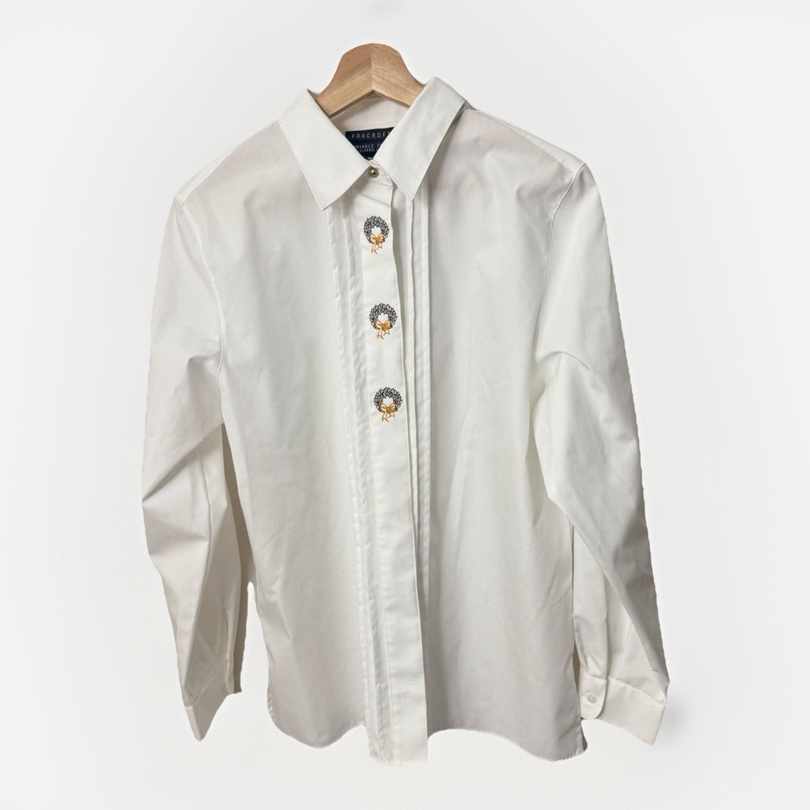 Other Foxcroft Top Blouse Embroidered Wrinkle Free Preppy Office Size XL / US 12-14 / IT 48-50 - 1 Thumbnail