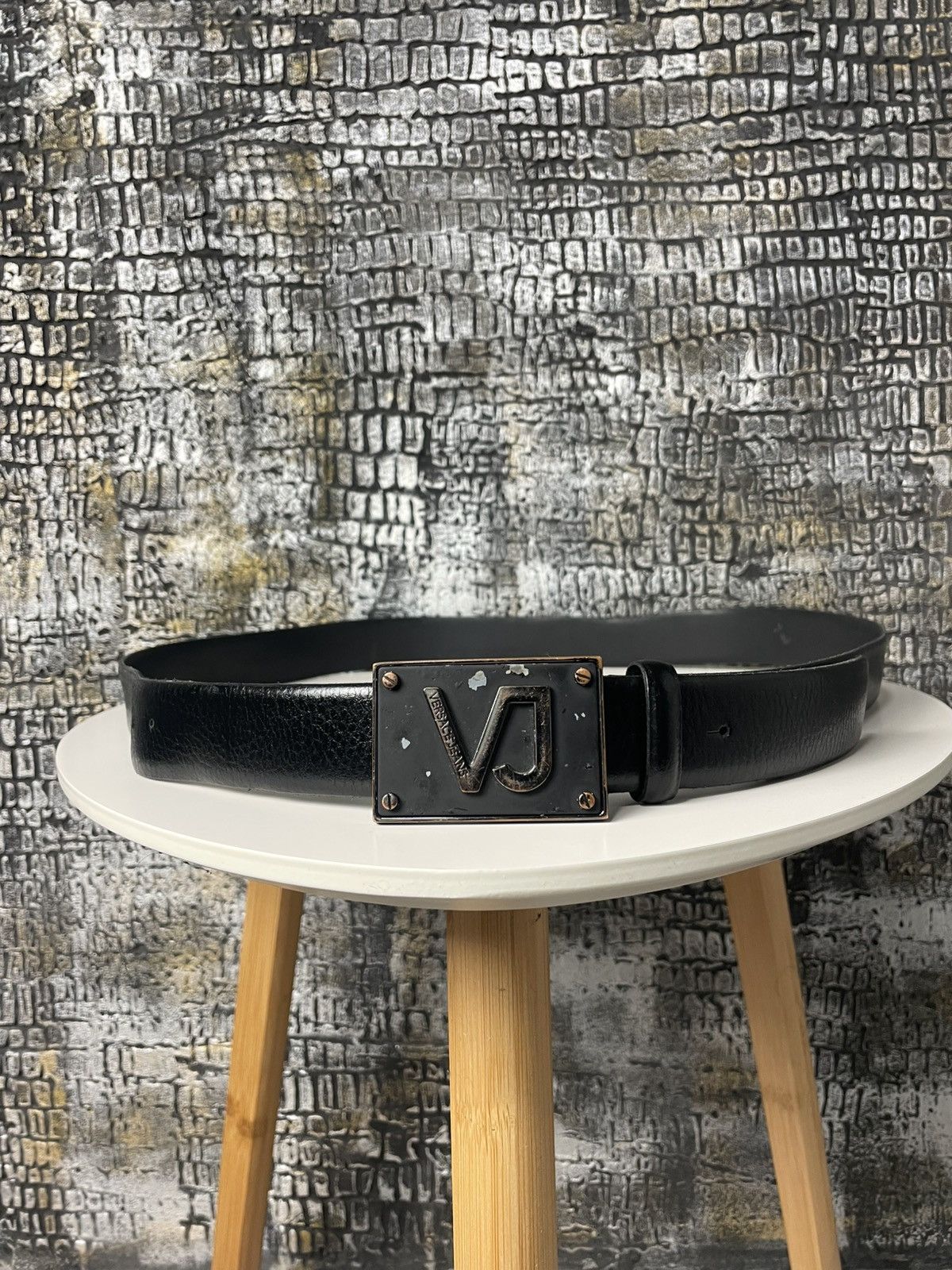 VERSACE LEATHER BELT Y2K LEATHER BLACK