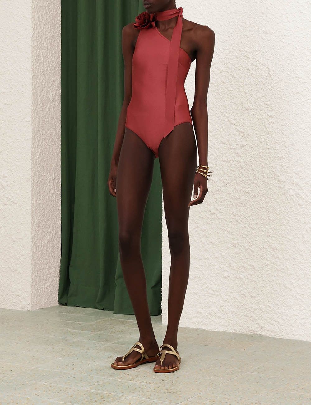 Zimmermann oc11z0525 Waverly One Shoulder Bodysuit in Red Size M / US 6-8 / IT 42-44 - 3 Thumbnail