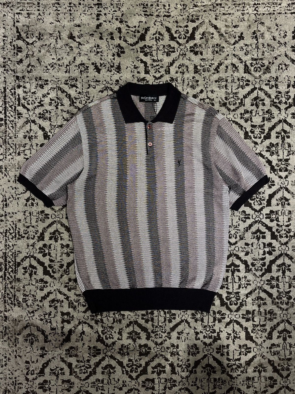 Vintage × Yves Saint Laurent Vintage Yves Saint Laurent Knit Polo Size US L / EU 52-54 / 3 - 1 Thumbnail