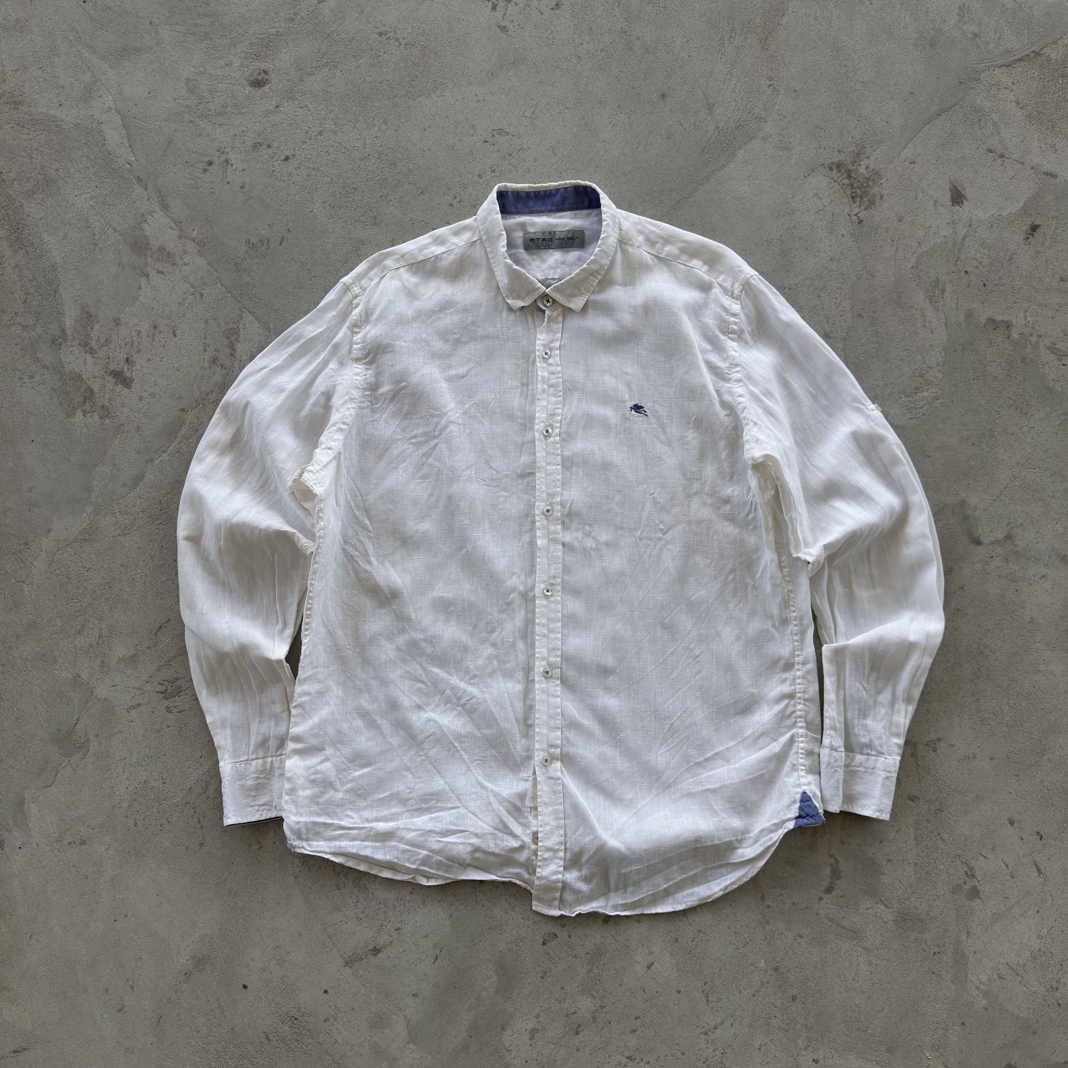 Etro Etro White Linen Shirt Made In Italy Luxury Summer Top 44 Size US L / EU 52-54 / 3 - 1 Thumbnail