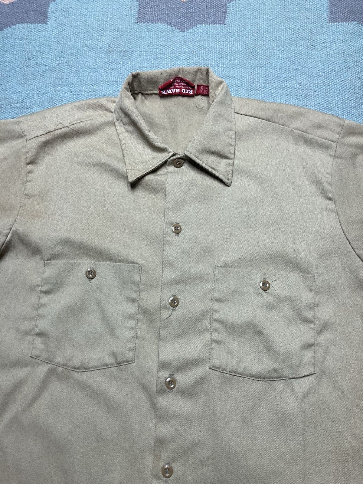 Vintage 70s chino twill work shirt red hawk khaki workwear medium Size US M / EU 48-50 / 2 - 2 Thumbnail