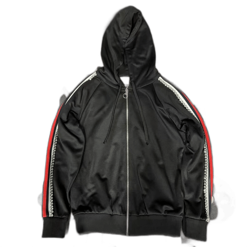 Gucci GUCCI Black Hooded Zip Jacket with Crystals Size US XS / EU 42 / 0 - 1 Thumbnail