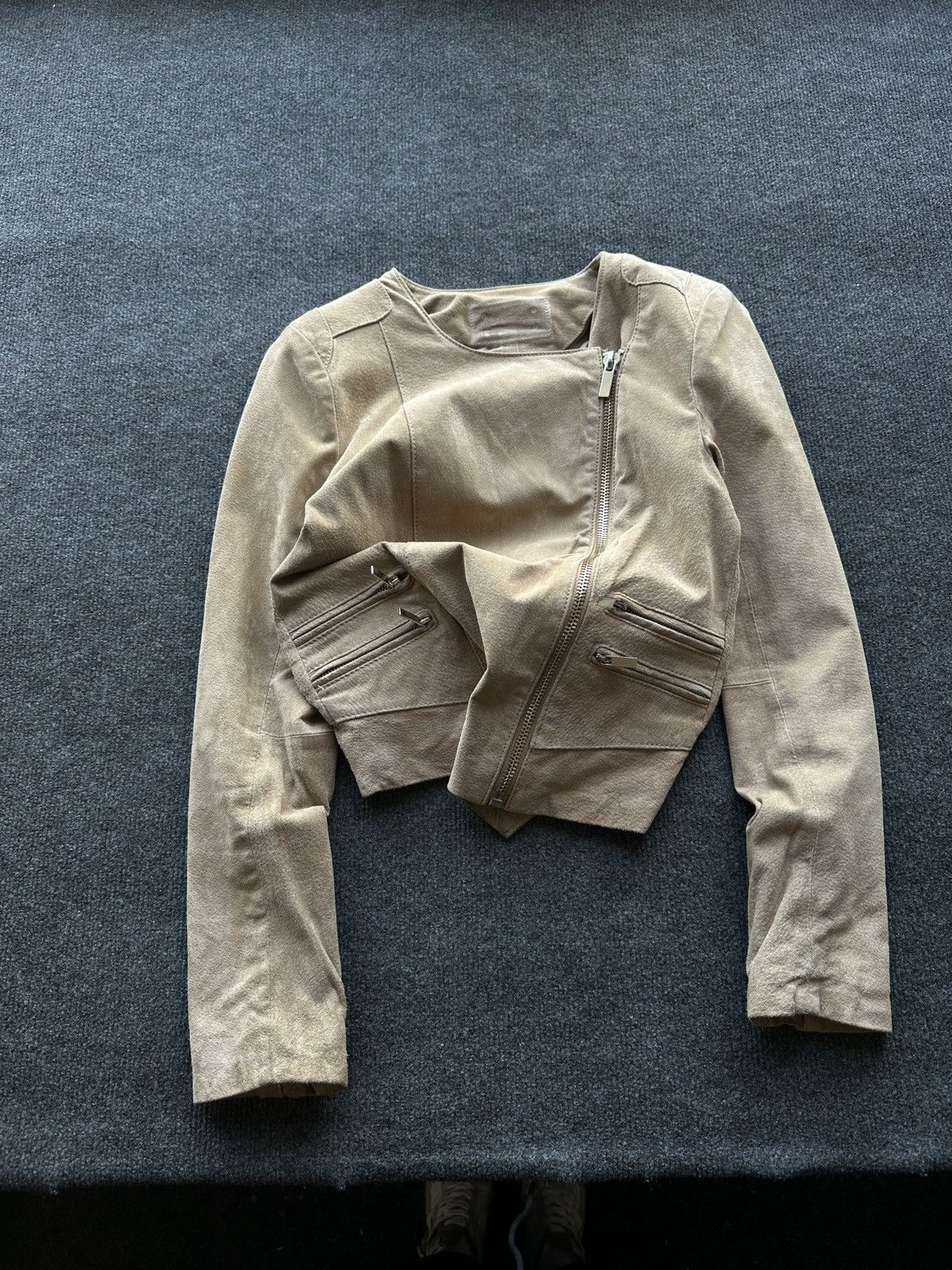 Other 🚨Y2K RICK OWENS TYPE DIRTY SLIM FIT ZIP LEATHER JACKET Size S / US 4 / IT 40 - 1 Thumbnail