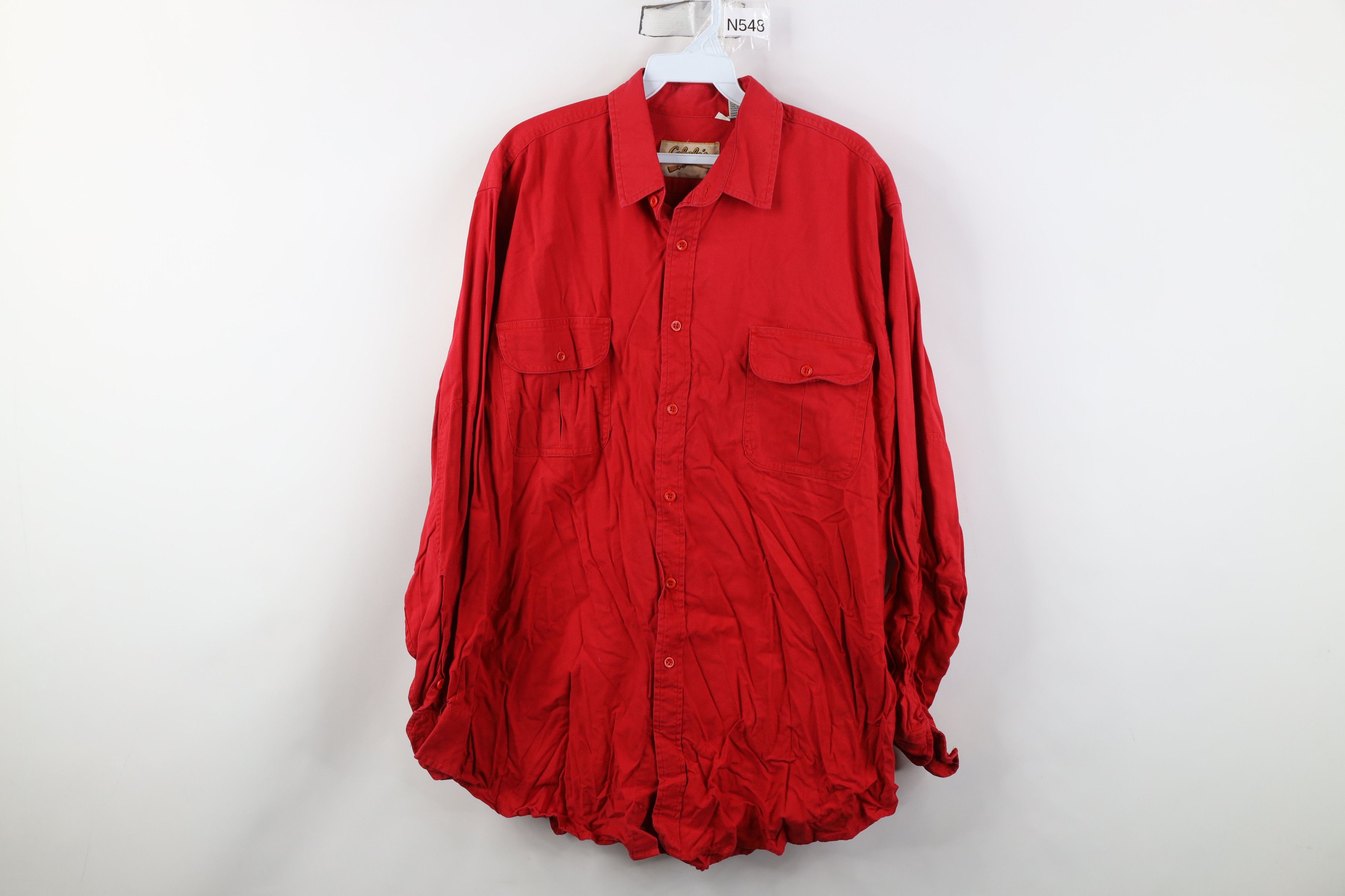Cabelas Vintage 80s 90s Cabelas Pocket Collared Button Shirt Red Size US L / EU 52-54 / 3 - 1 Thumbnail