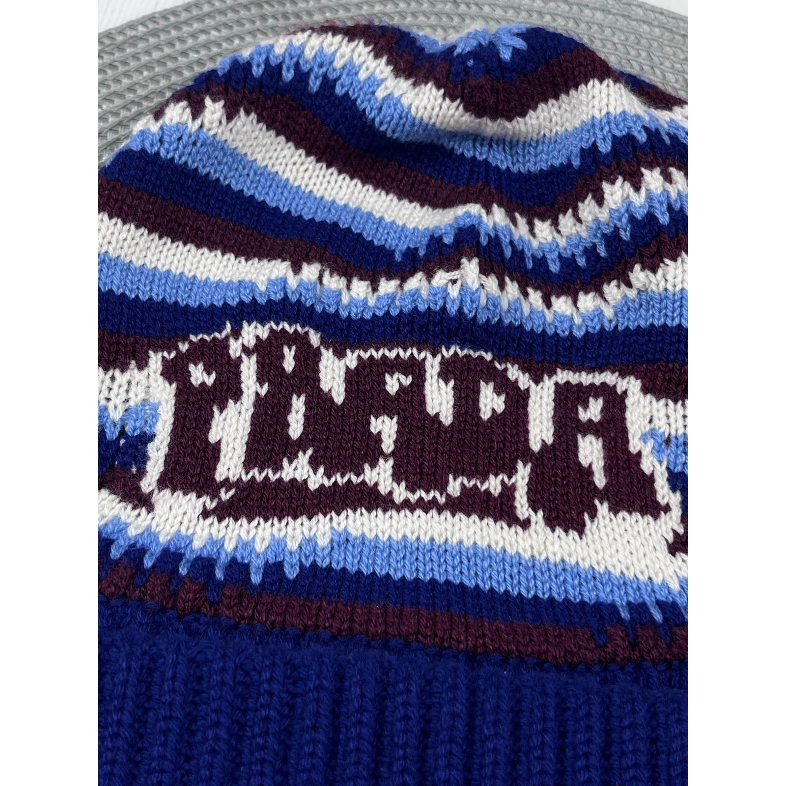 Miu Miu × Prada Prada Striped Intarsia Knit Logo Beanie Hat cashmere Italy Size ONE SIZE - 2 Thumbnail