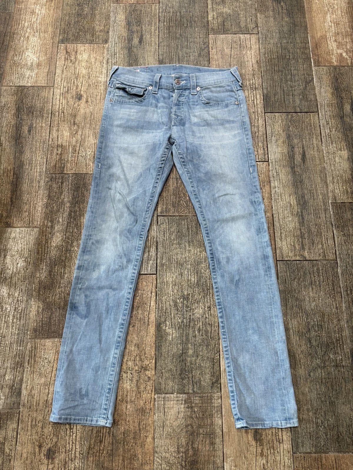 True Religion Lightwash Horseshoe Flap Skinny Jeans Size US 32 / EU 48 - 2 Thumbnail