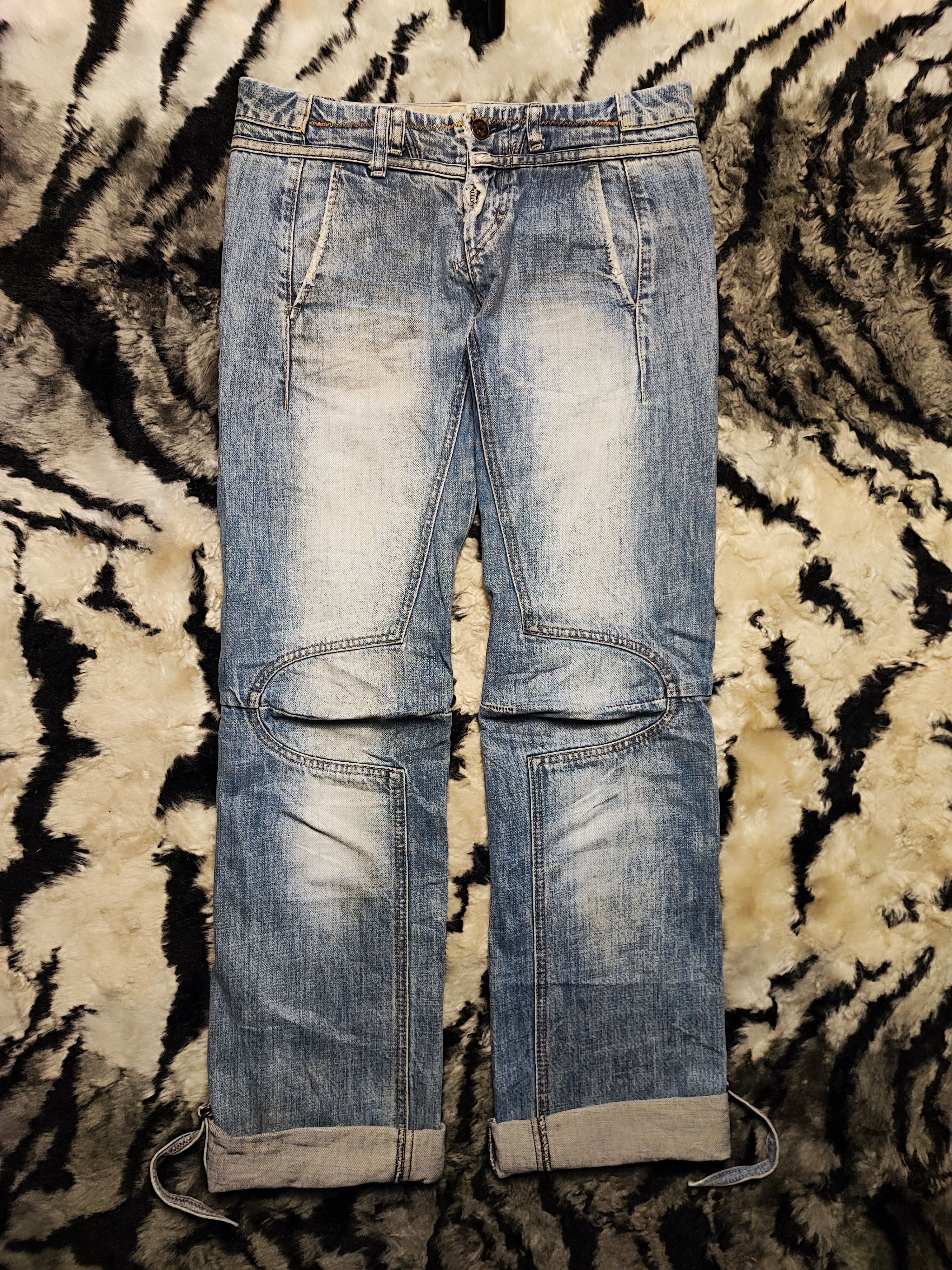 Marithe + Francois Girbaud MFG Panelled Denim Distressed Wash Techwear Aesthetic W29x31 Size US 29 - 2 Thumbnail