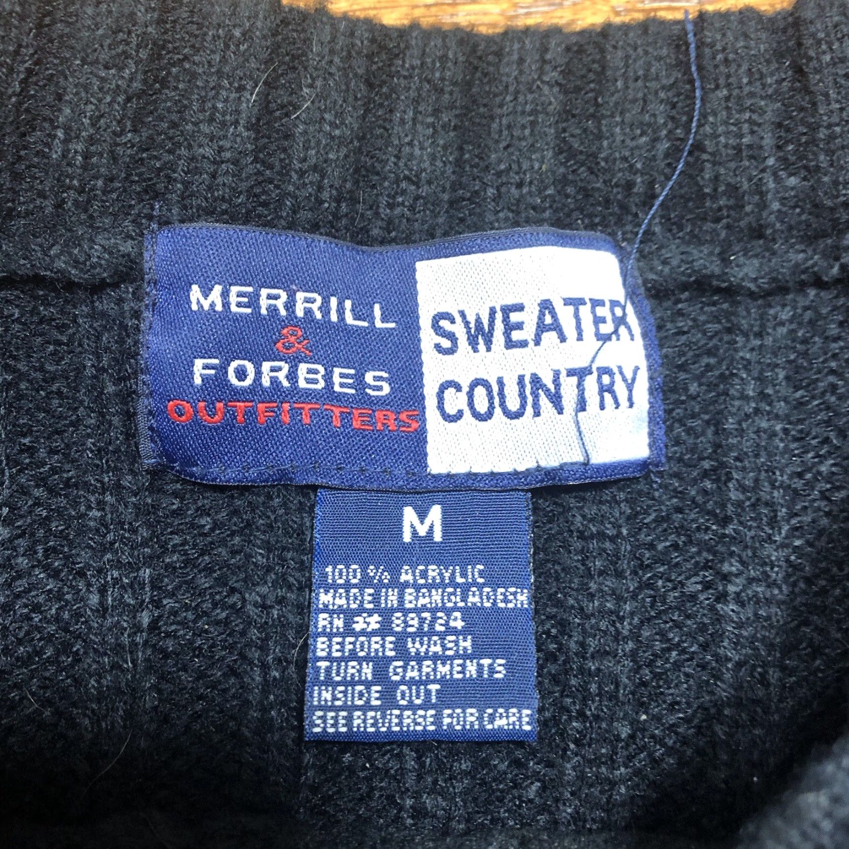 Vintage Merrill and Forbes Outfitters Sweater Men Pullover Knit Black Medium Crew Neck Pockets Size US M / EU 48-50 / 2 - 4 Thumbnail