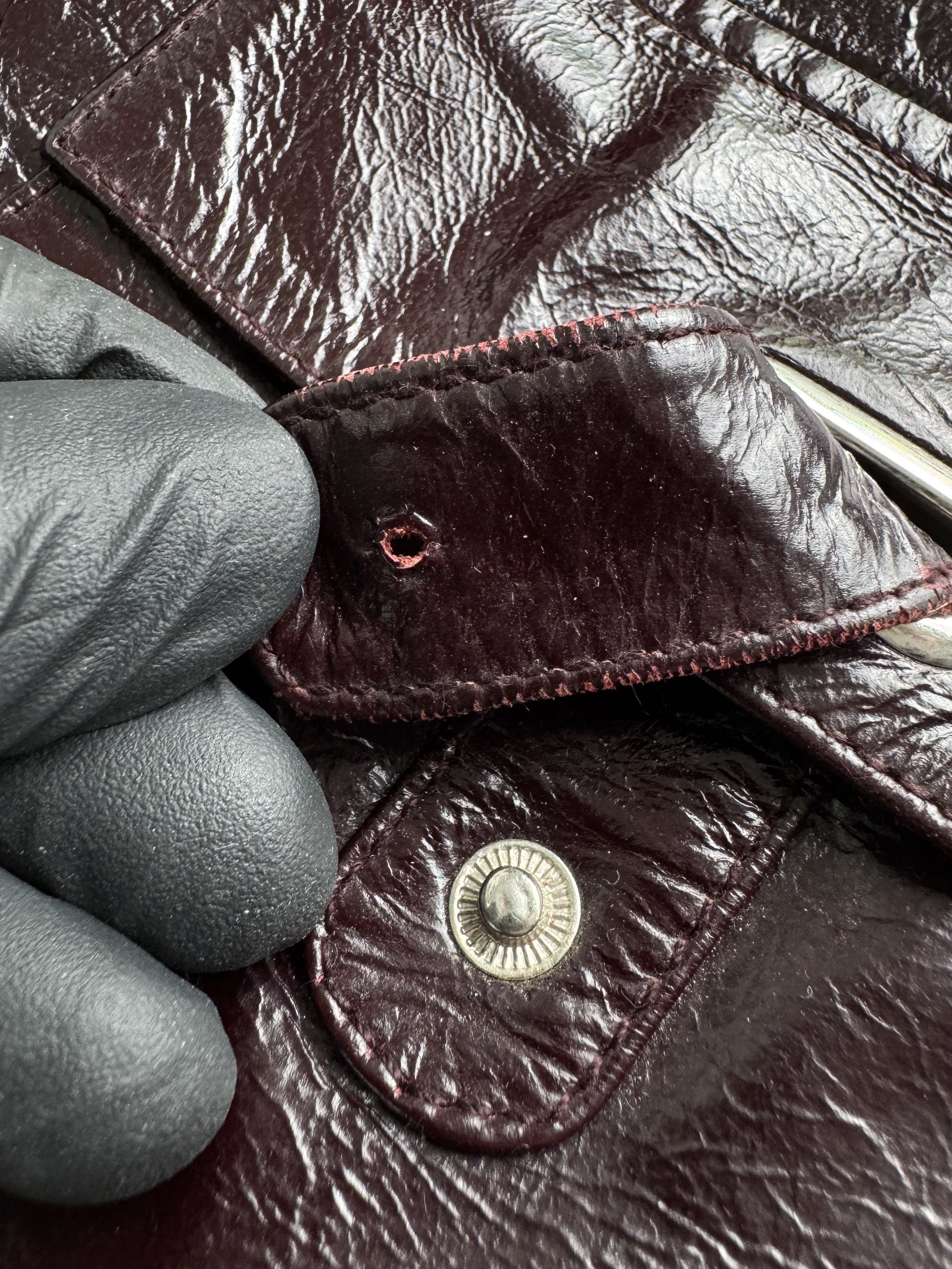 Vintage Vintage Burgundy Leather Jacket Button Front Tailored Size XL / US 12-14 / IT 48-50 - 3 Thumbnail